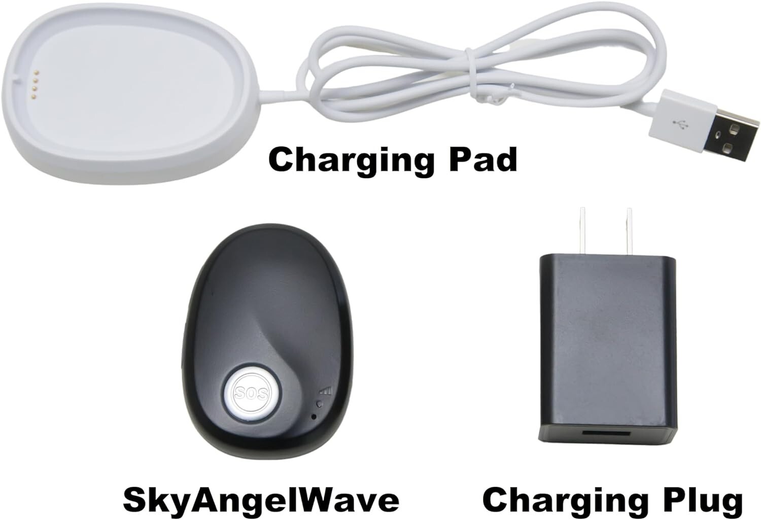 SkyAngel~Wave | Call and Speak to 911 | No Subscription | No Phone Needed -Black