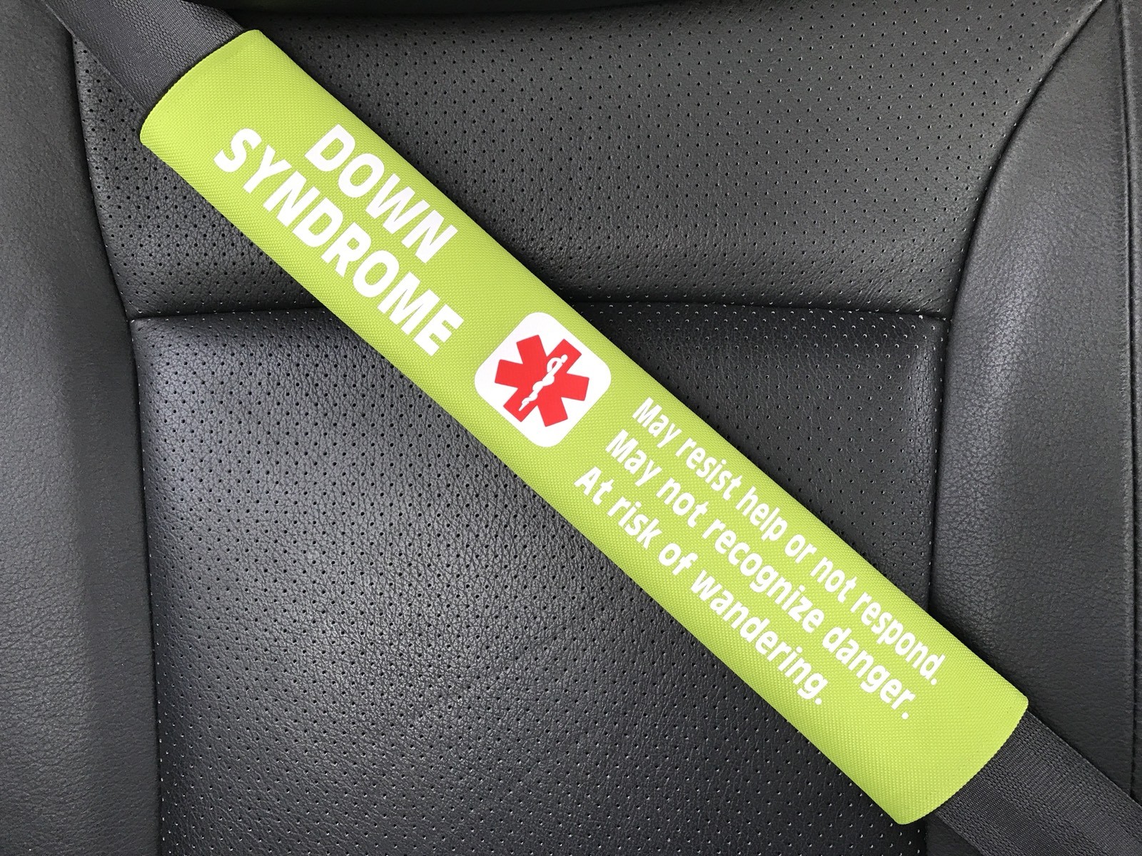 Down Syndrome Medical Alert Seat Belt Cover Special Needs