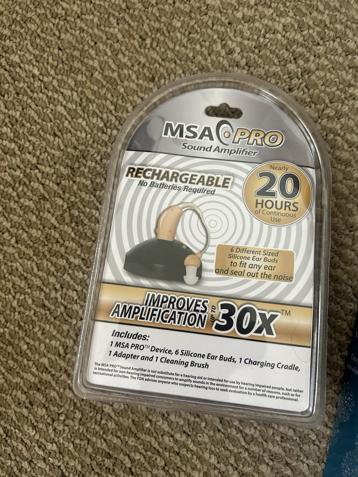 MSA PRO Sound Amplifier 20 Hrs & (30x) Hearing Aid & Charger