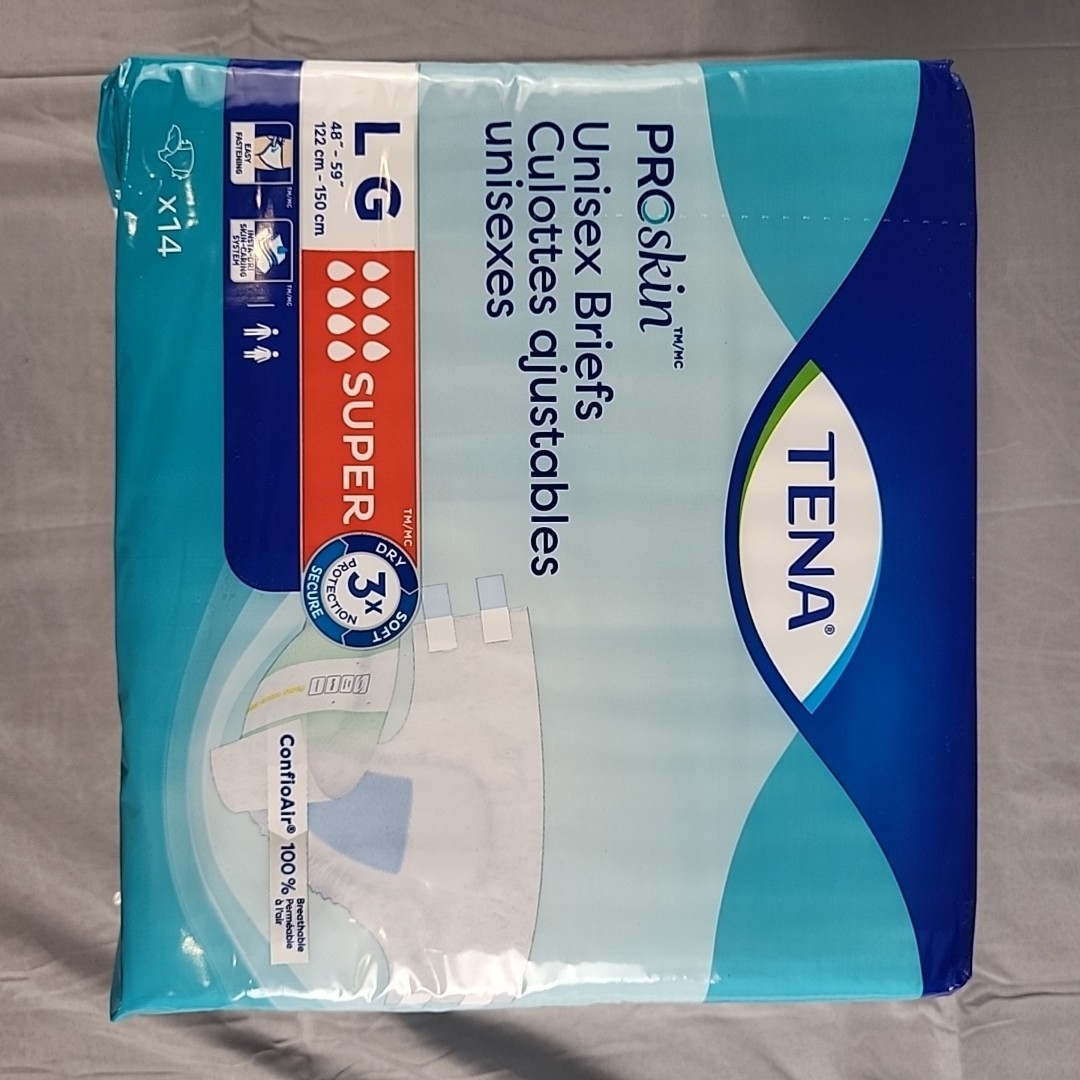 TENA ProSkin Super Incont Adult Diapers Maximum Absorbency L 52CT Open Bag large