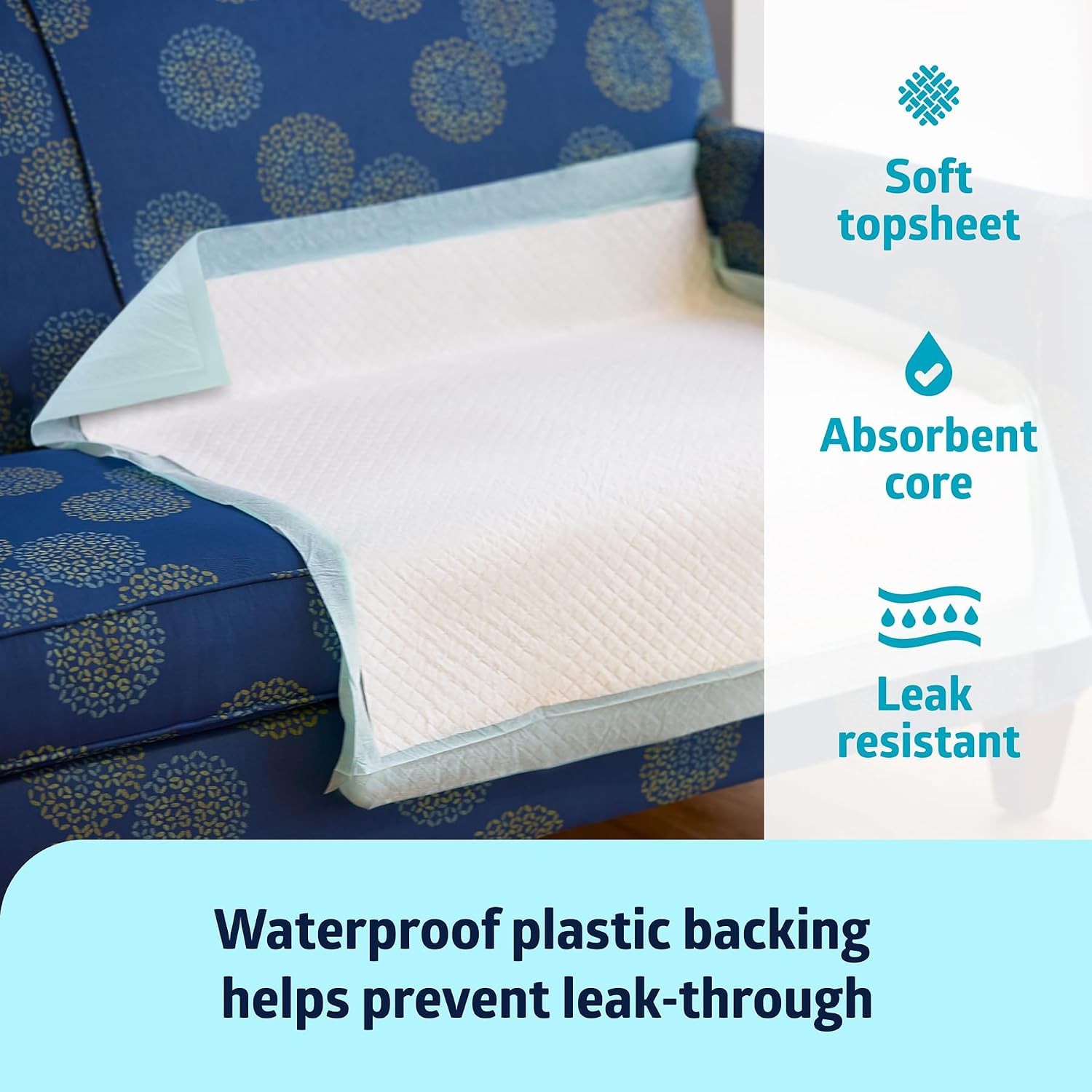 Medline 36×36″ 50-Ct Disposable Underpads, XL Incontinence Bed Pads