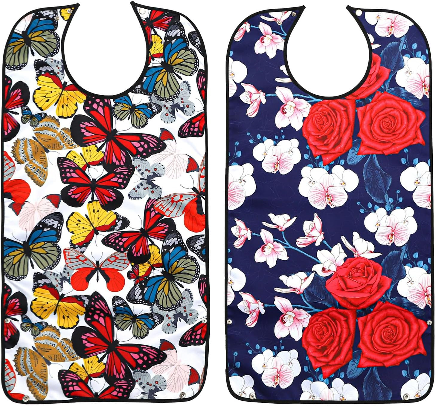 2 Pack Adult Bibs for Elderly Women, Reusable Large Adult Bibs for Eating with S