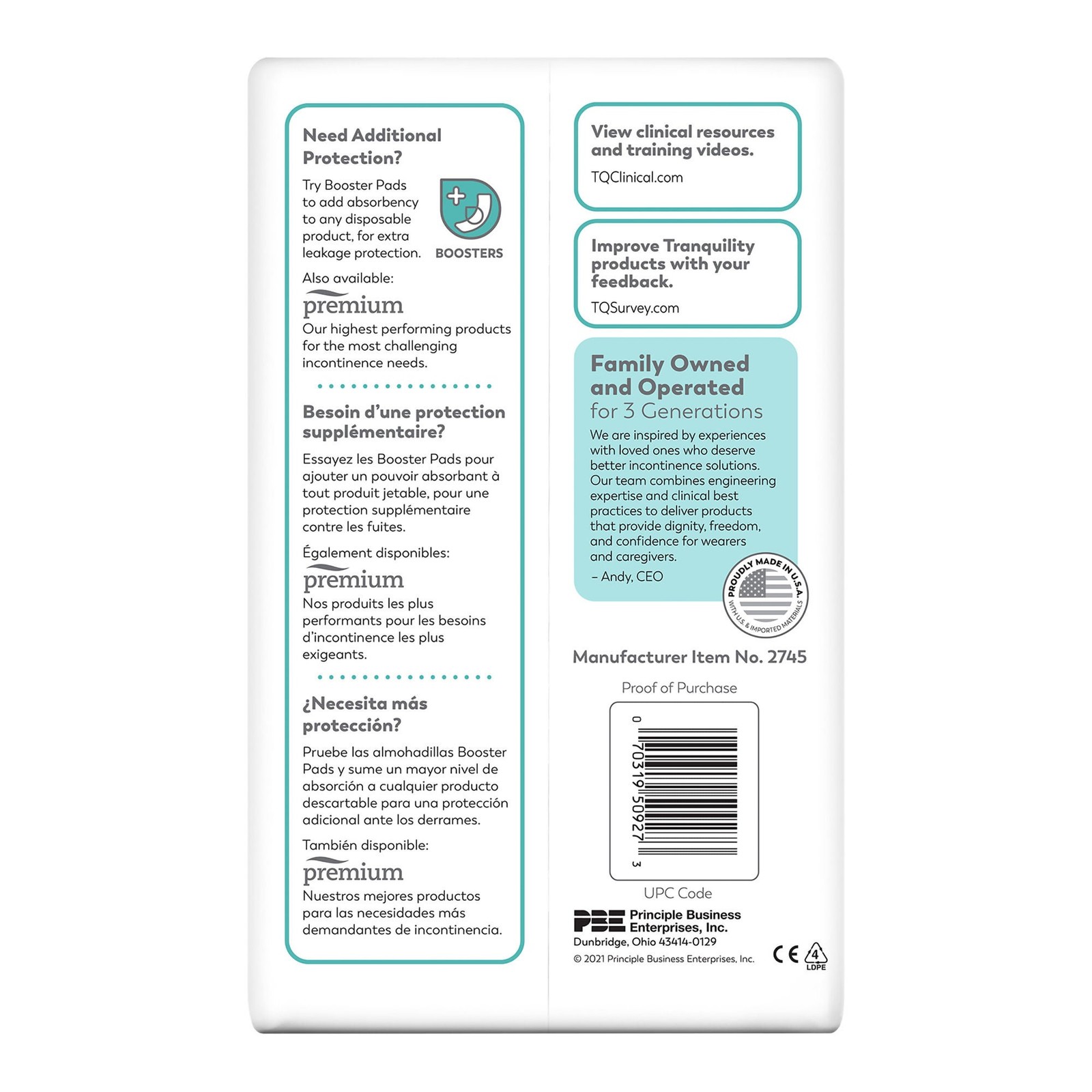 Tranquility Essential Incontinence Brief M Breathable 2745 Heavy 12 Ct