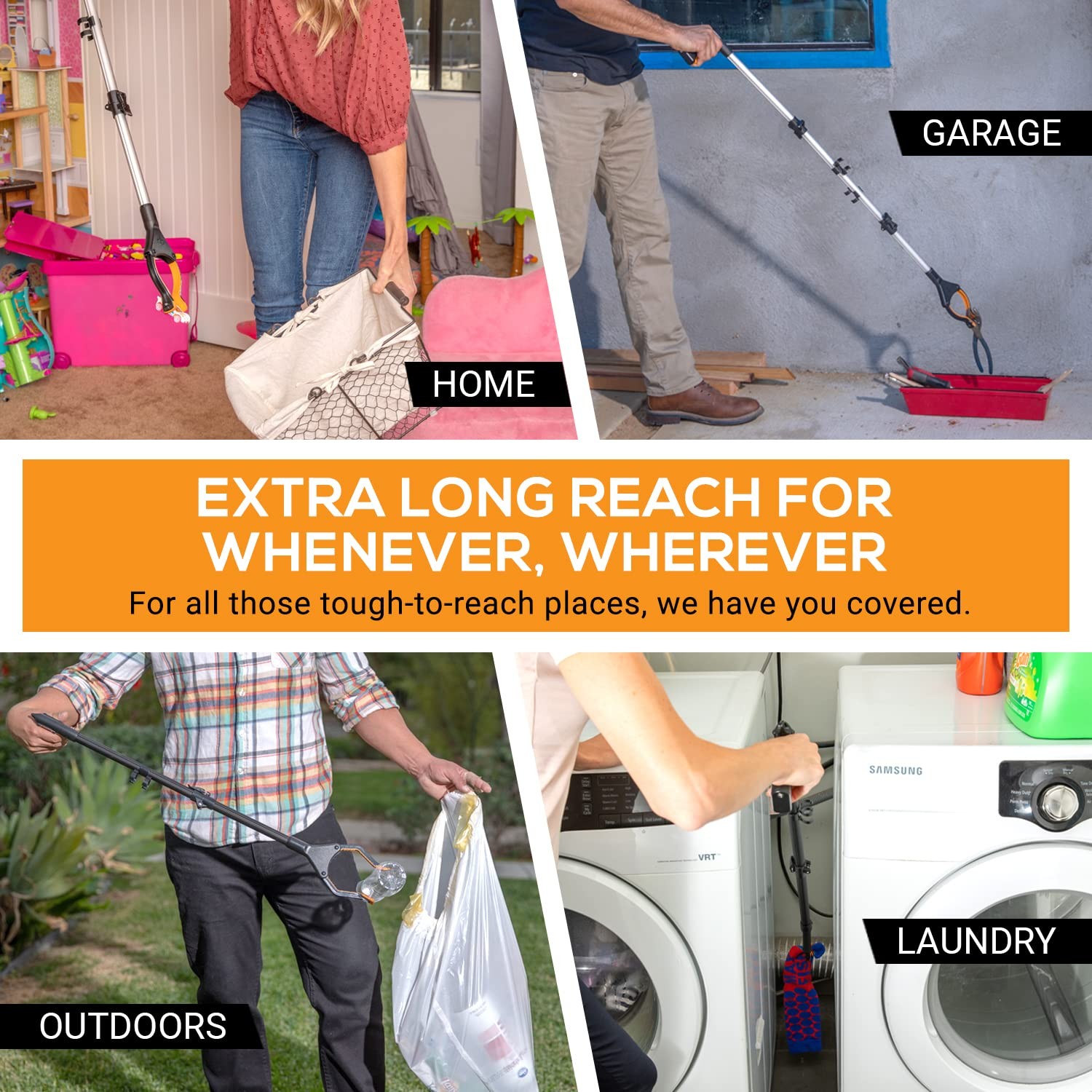 Foldable 43″ Grabber Reacher Tool for Seniors – Heavy Duty Trash Picker 2-Pack