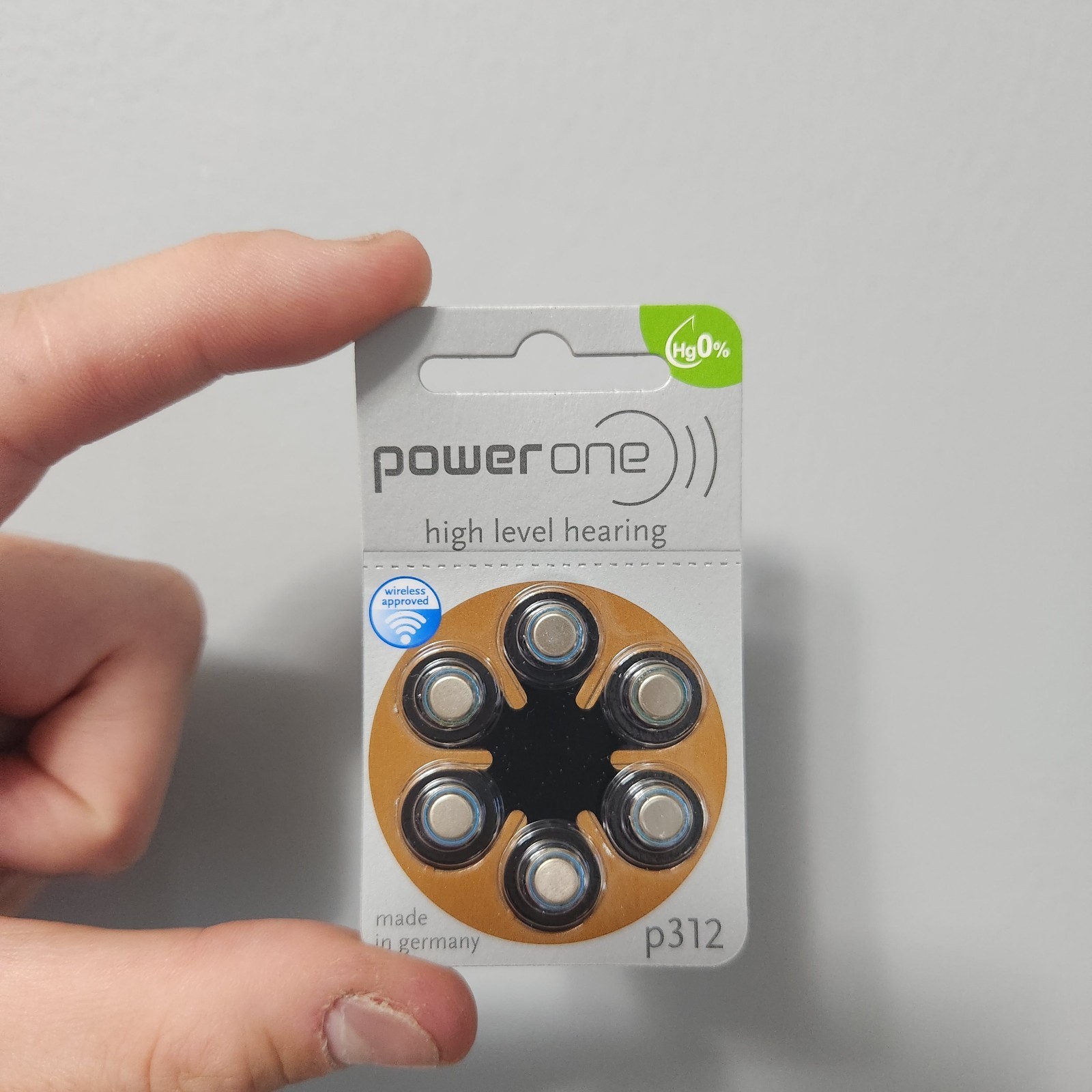 Power-One High Level Hearing Aid Batteries 6 Pack p312 Zinc-Air PR41/p312 1.4V