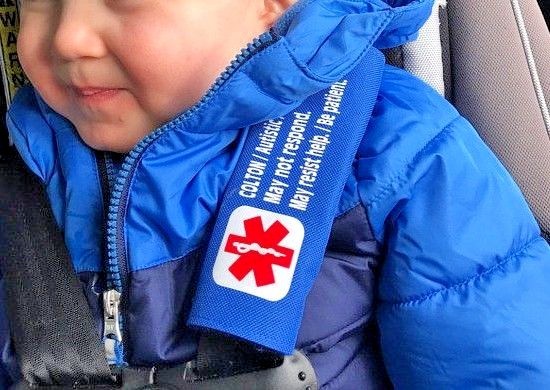 Custom Printed Medical Alert Car Seat Harness Cover – Pocket- Medical Form