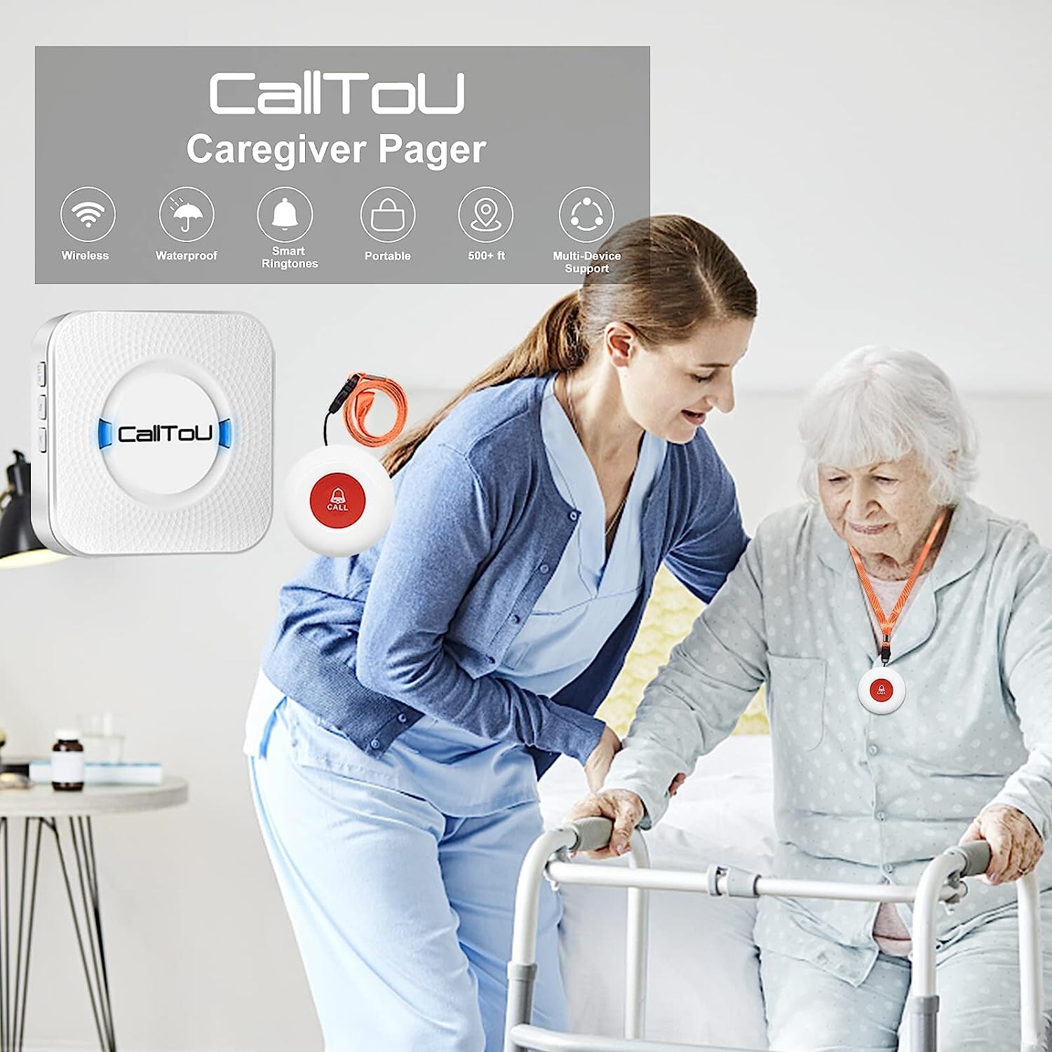 Premium Easy to Use Wireless Caregiver Pager – High Quality – 500+ ft Range