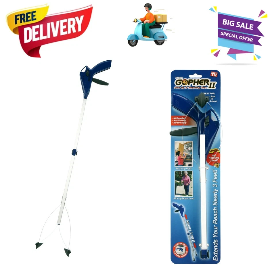 New Gopher II Deluxe Pick Up & Reaching Aid, Blue, as Seen on TV. (1 Pack)