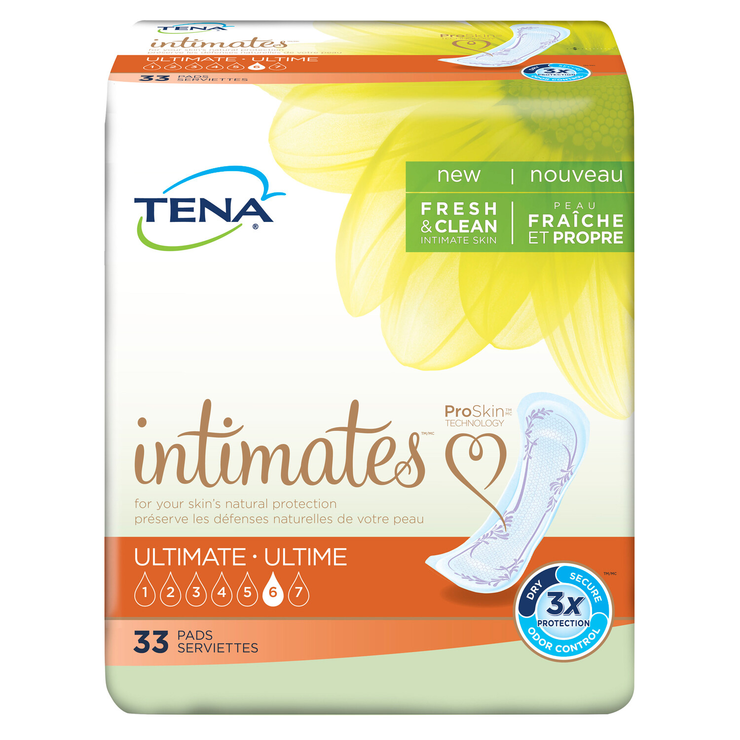 Tena Intimates Large Incontinent Pads, Panty Liners, 33 Count