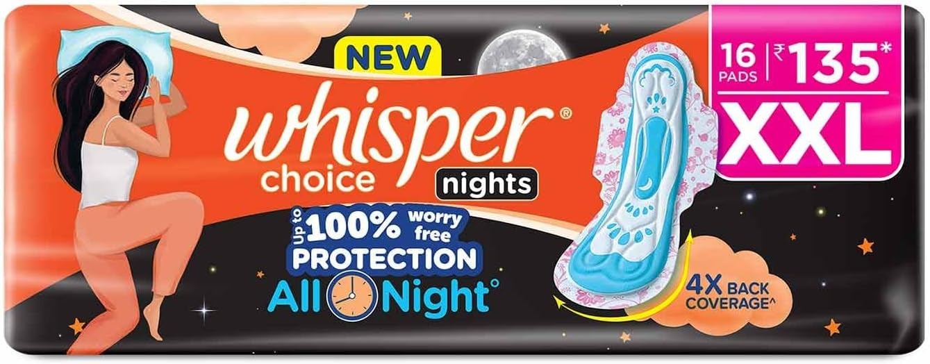 Choice Nights XXL Pads – 100% Leak Protection, Unscented, Cottony Soft, 16 Count