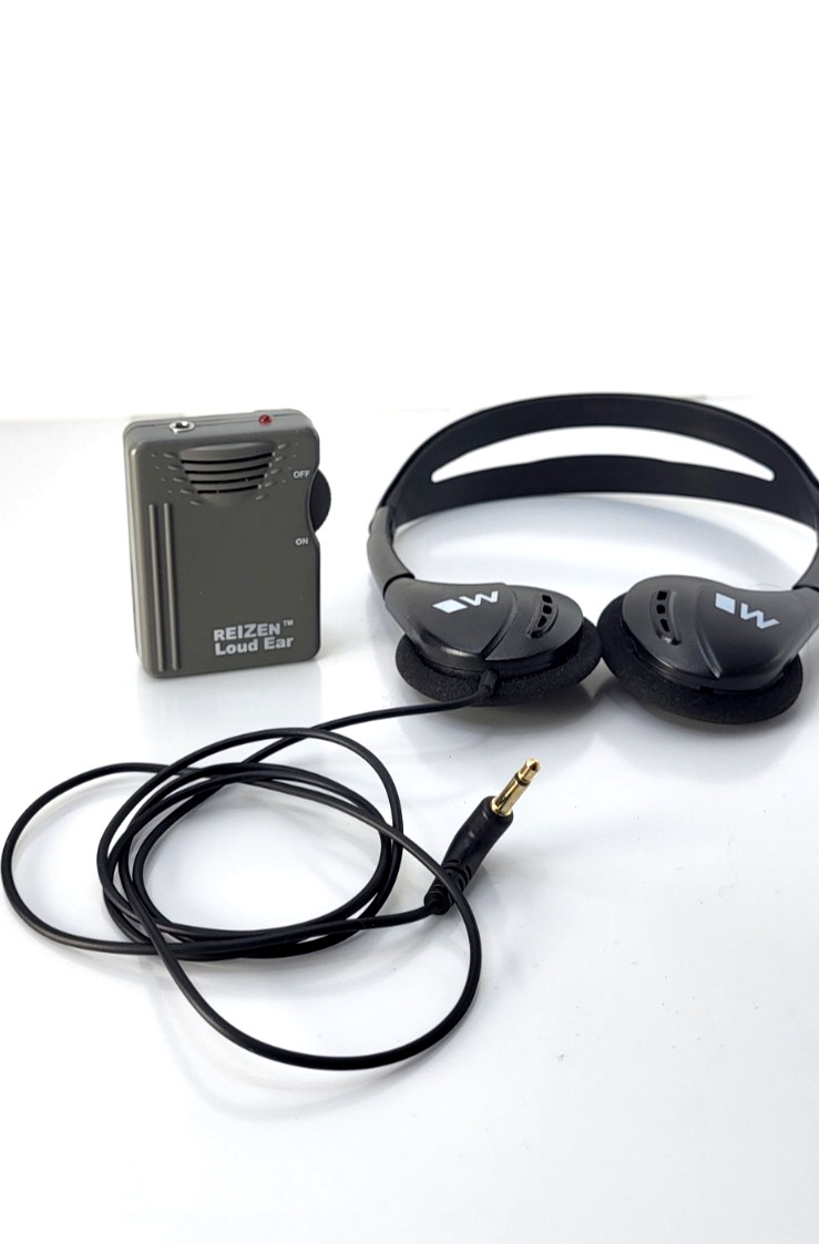 Reizen Loud Ear Hearing Enhancer With Single Wired Earphone – Gray