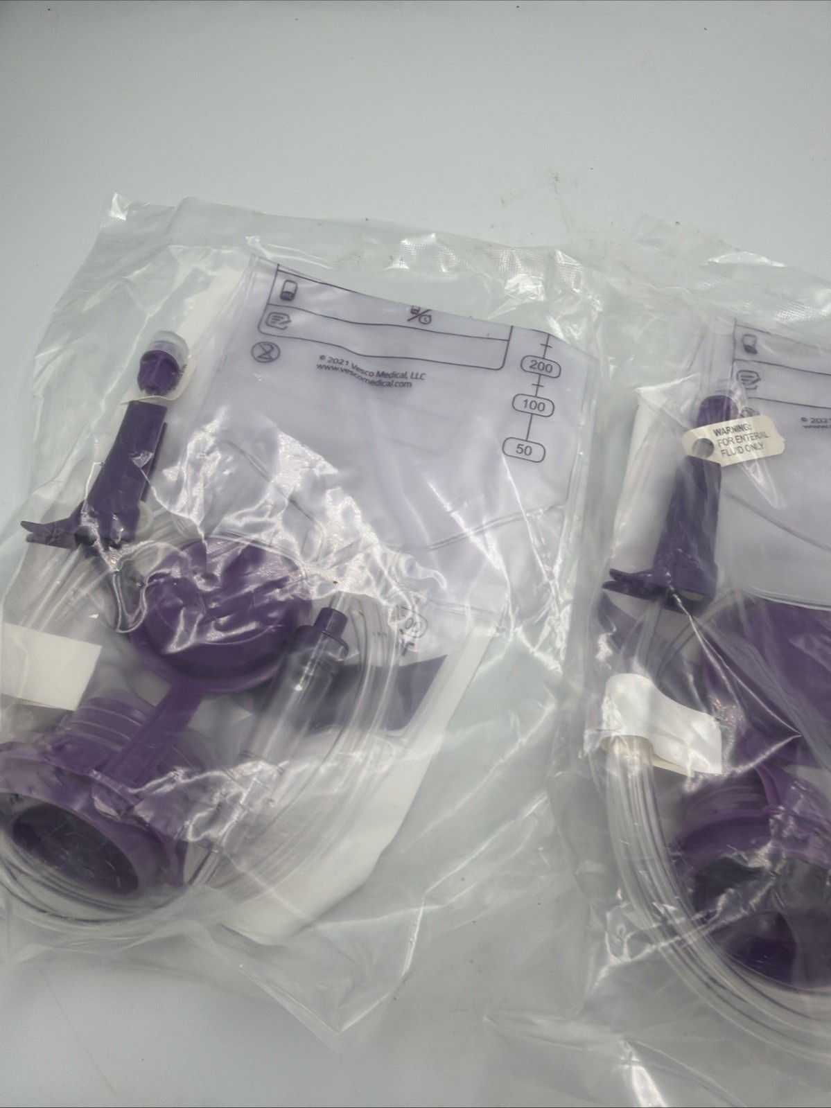Lot of 2 Vesco Medical 1000mL PVC Bag Gravity Feed Set with ENFit VED-046