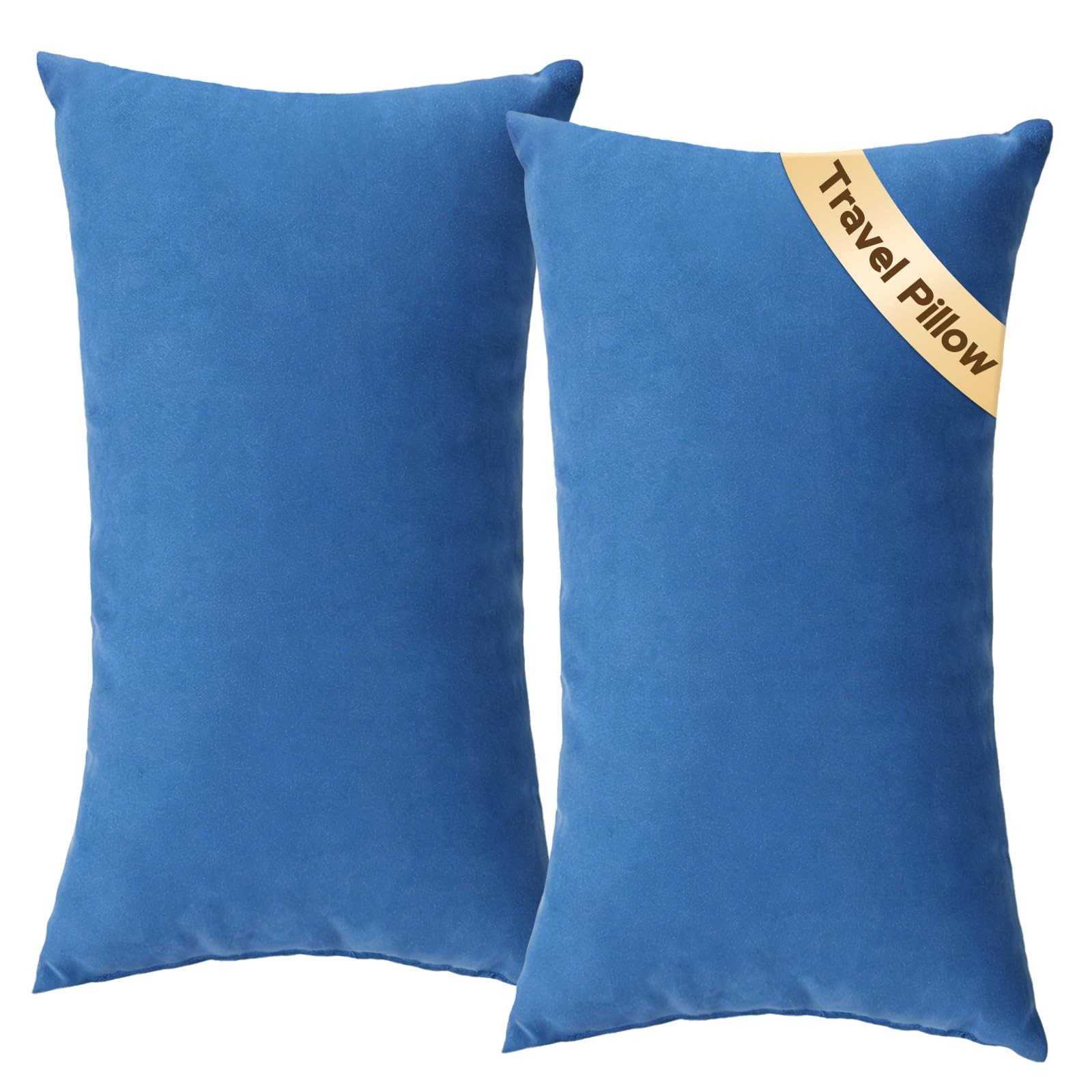 SweetSlubr Small Travel Pillows – 2 Pack, 7″x11″ Mini Neck 11”×7”, Blue