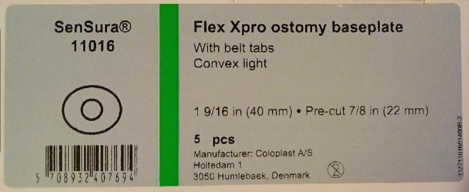 1 Box / 5 Count 11016 Coloplast SenSura Extended Wear Ostomy Barrier 40 mm