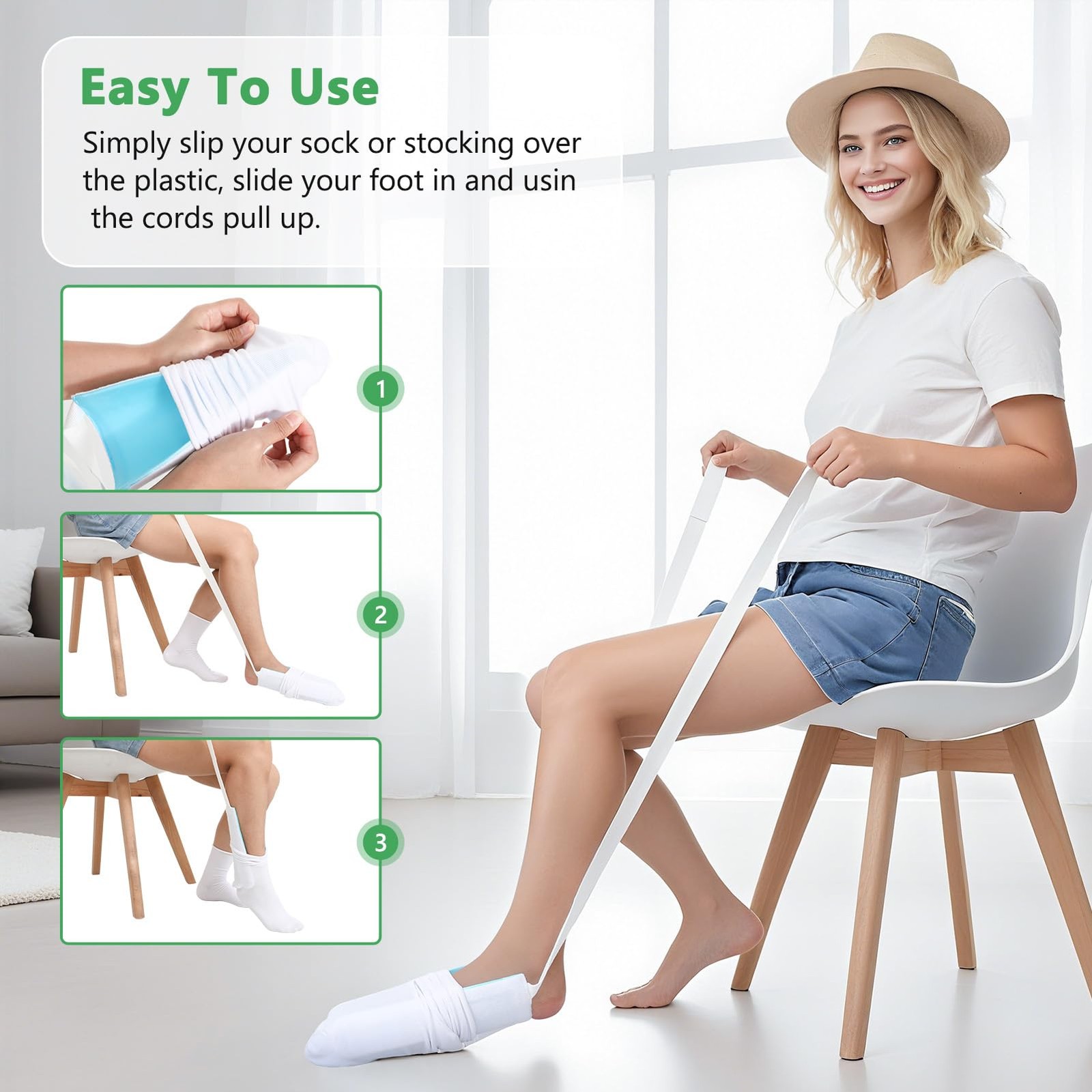 Sock Aid Kit -Sock Aide Device for Seniors with Adjustable Shoe Horn, Flexibl…