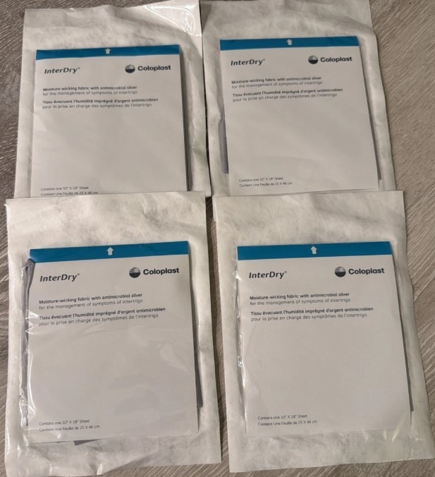 Lot Of 4 Coloplast InterDry 10”x18” Individually Sealed Antimicrobial Sheets