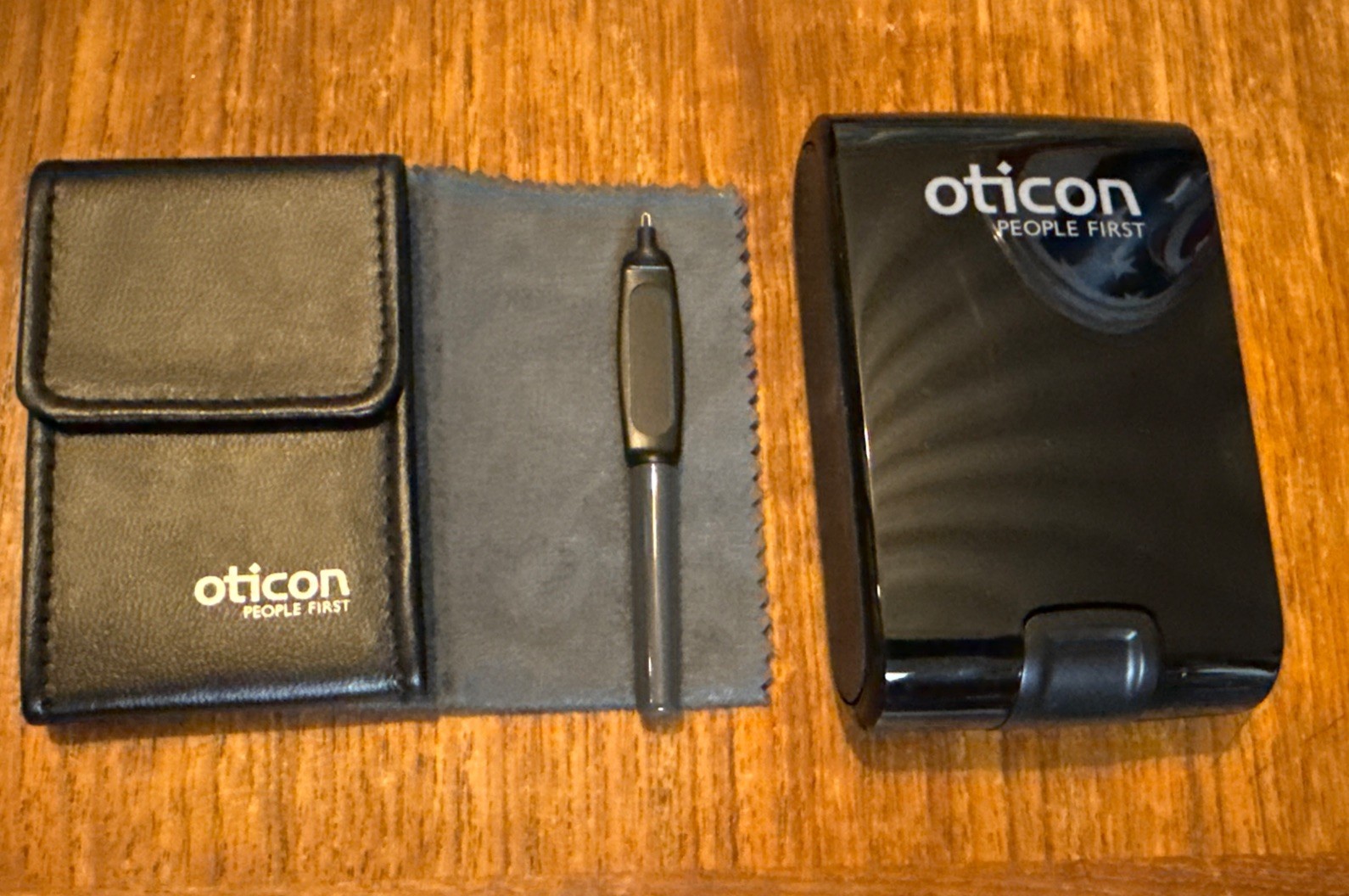 Oticon People First Hearing Aid Hard Case & Soft Case, Cleaning Tool/cloth