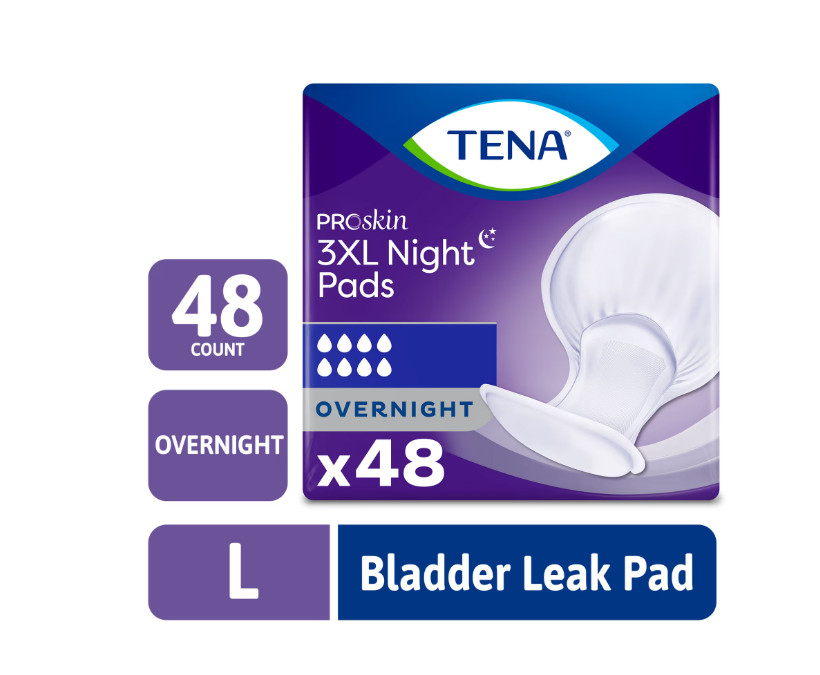 TENA ProSkin 3XL Overnight Incontinence Pads Unisex 48 Count