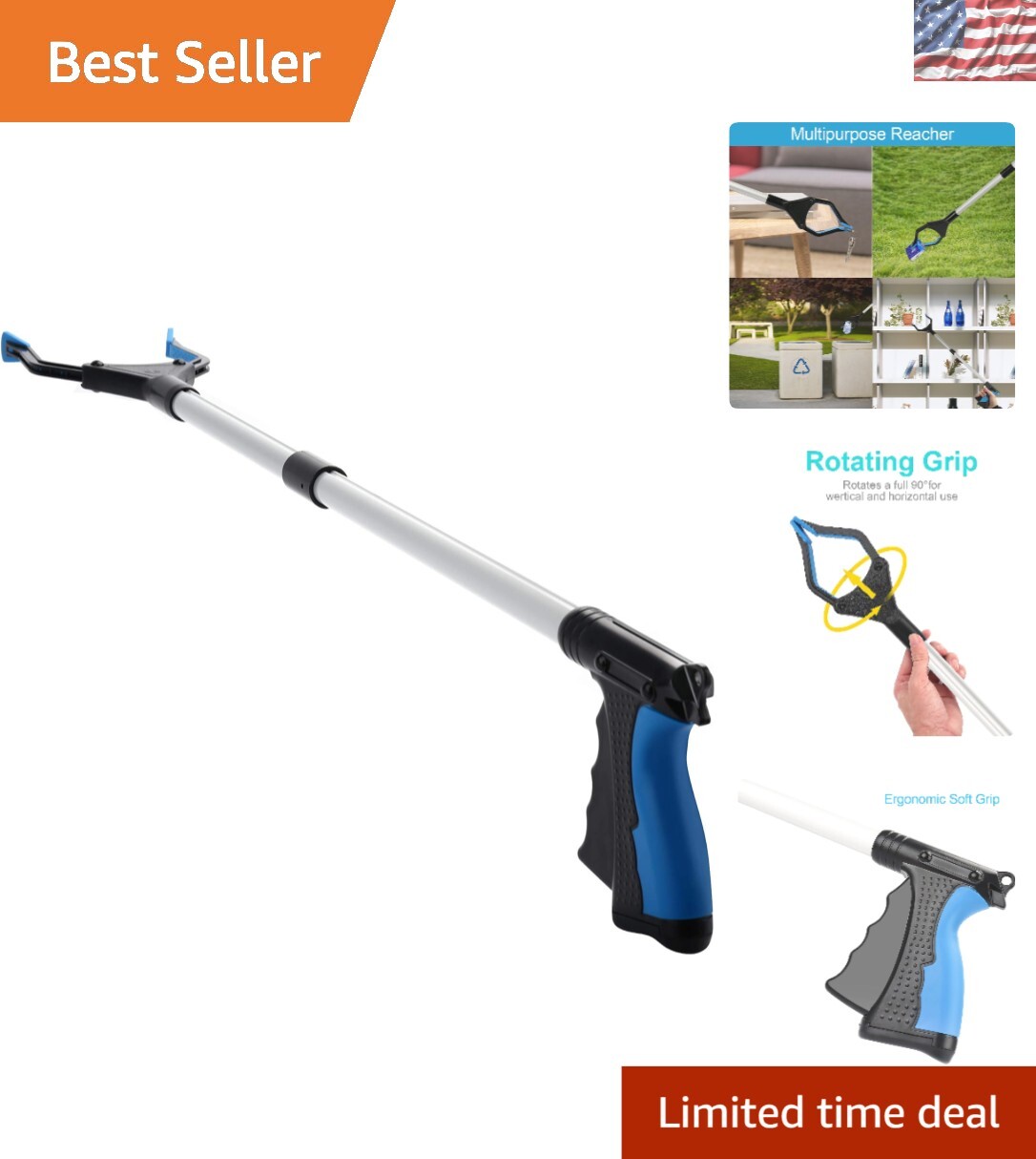 Convenient 31-Inch Long Reacher Grabber Tool – Versatile Aid for Trash & Items