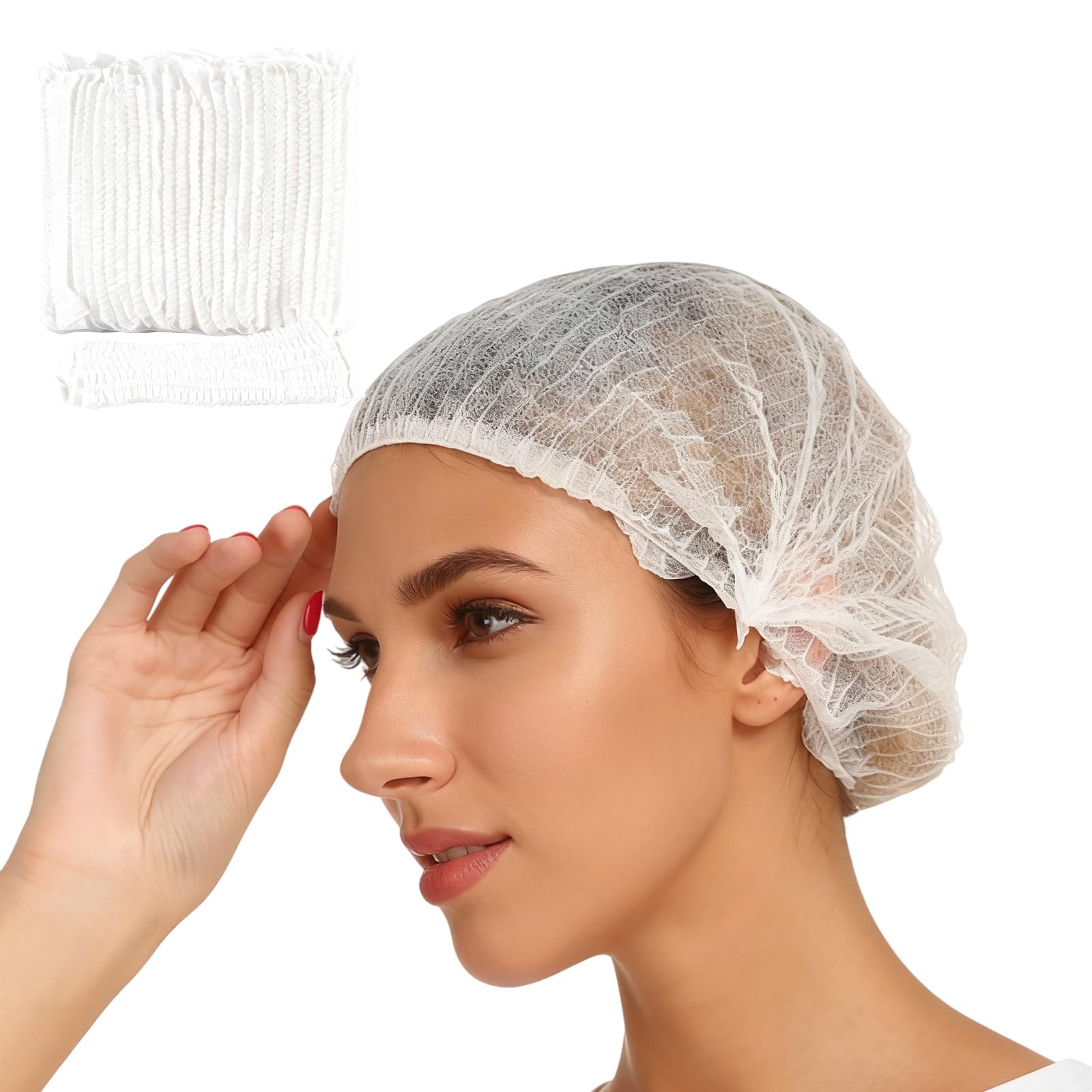 Disposable Caps, 21 Inches Elastic Hair Nets, Stretchable Cover for Food Service