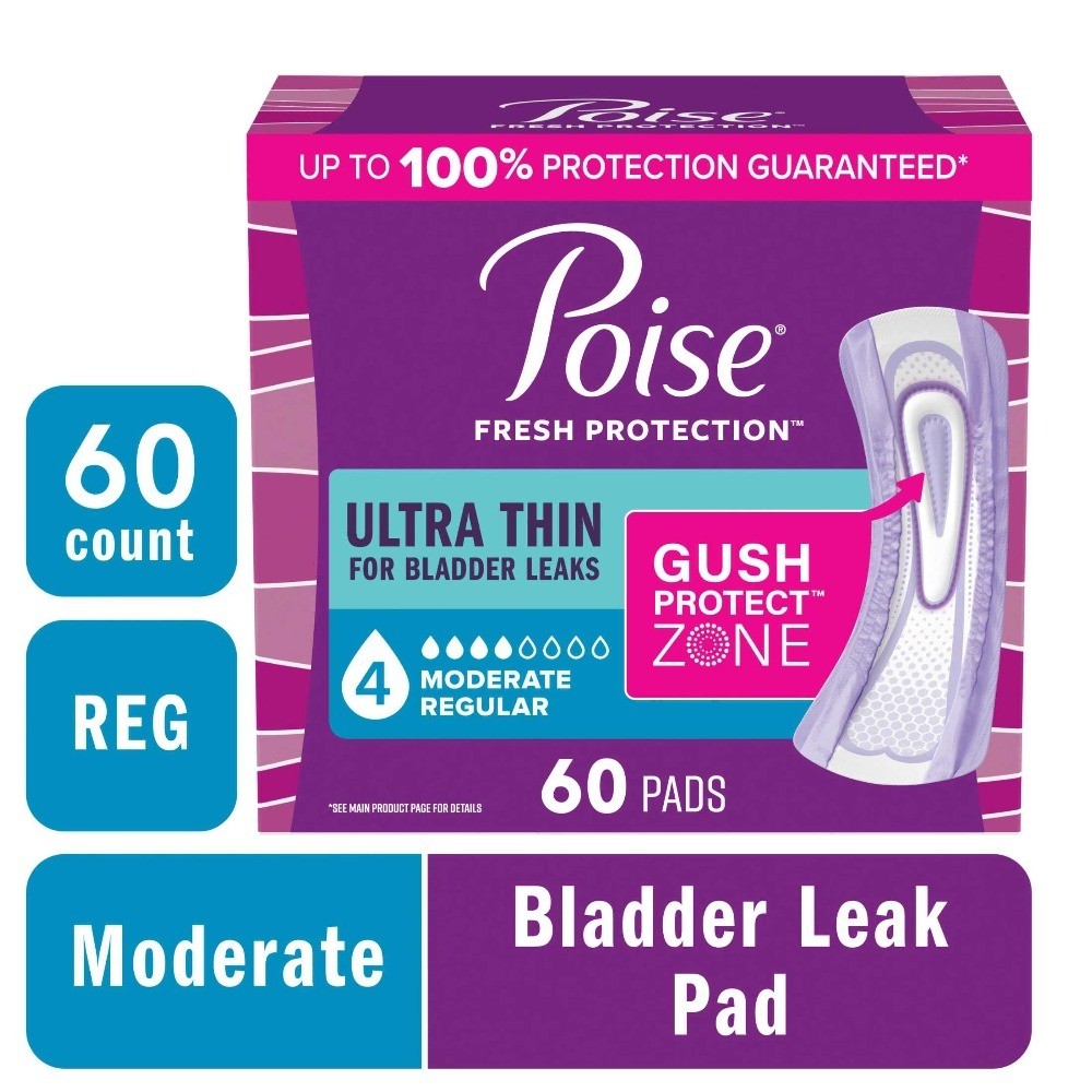 Incontinence Pads Ultra Thin Moderate Absorbency Regular Length 60 Count