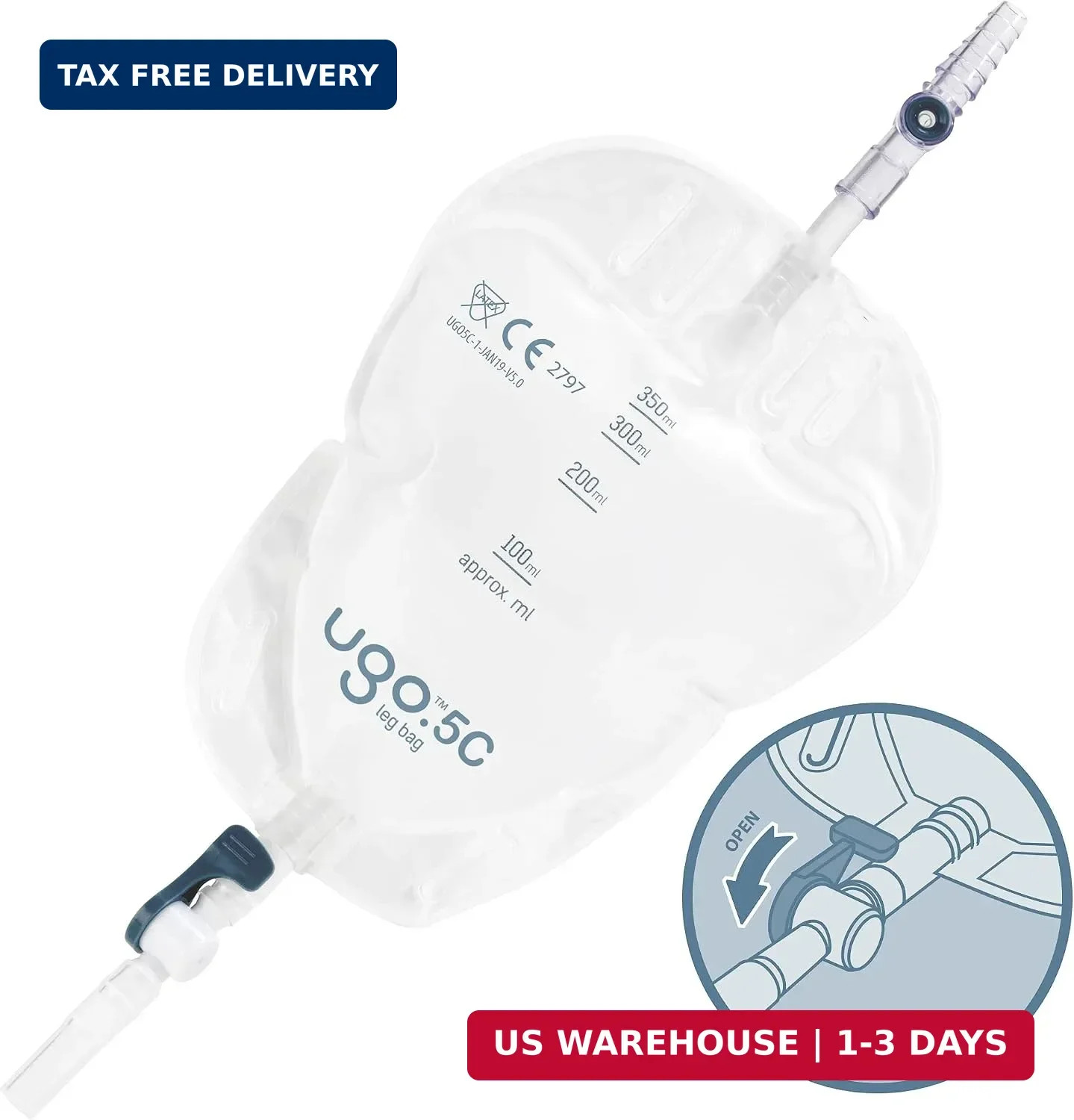 Ugo Leg Bags (x10) – Urine Drainage Bags/Catheter Leg Bags, T Tap or Lever Tap w
