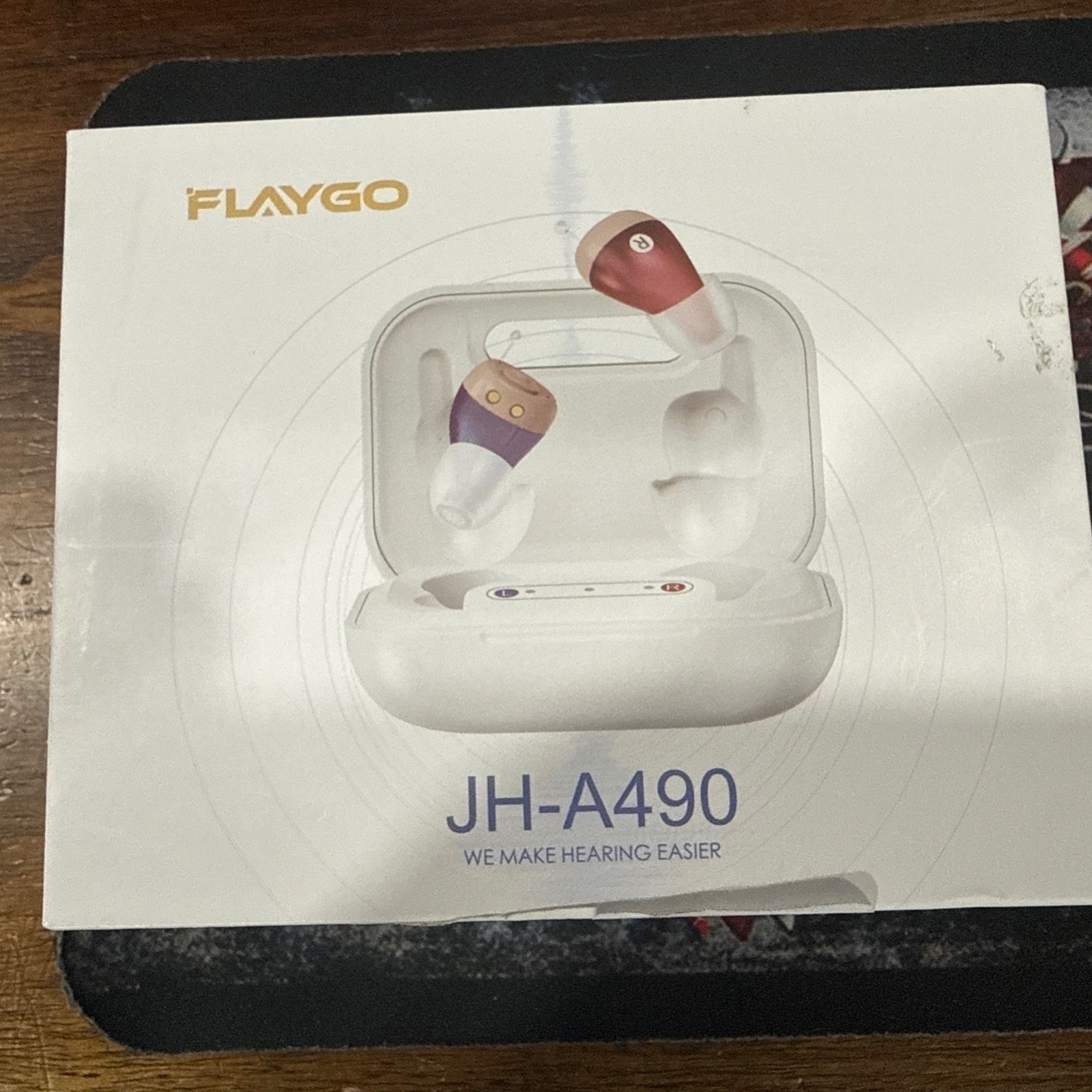 Flaygo JH-A490 Rechargeable CIC Hearing Aids, AI Noise Cancel, Blue/Red/Beige