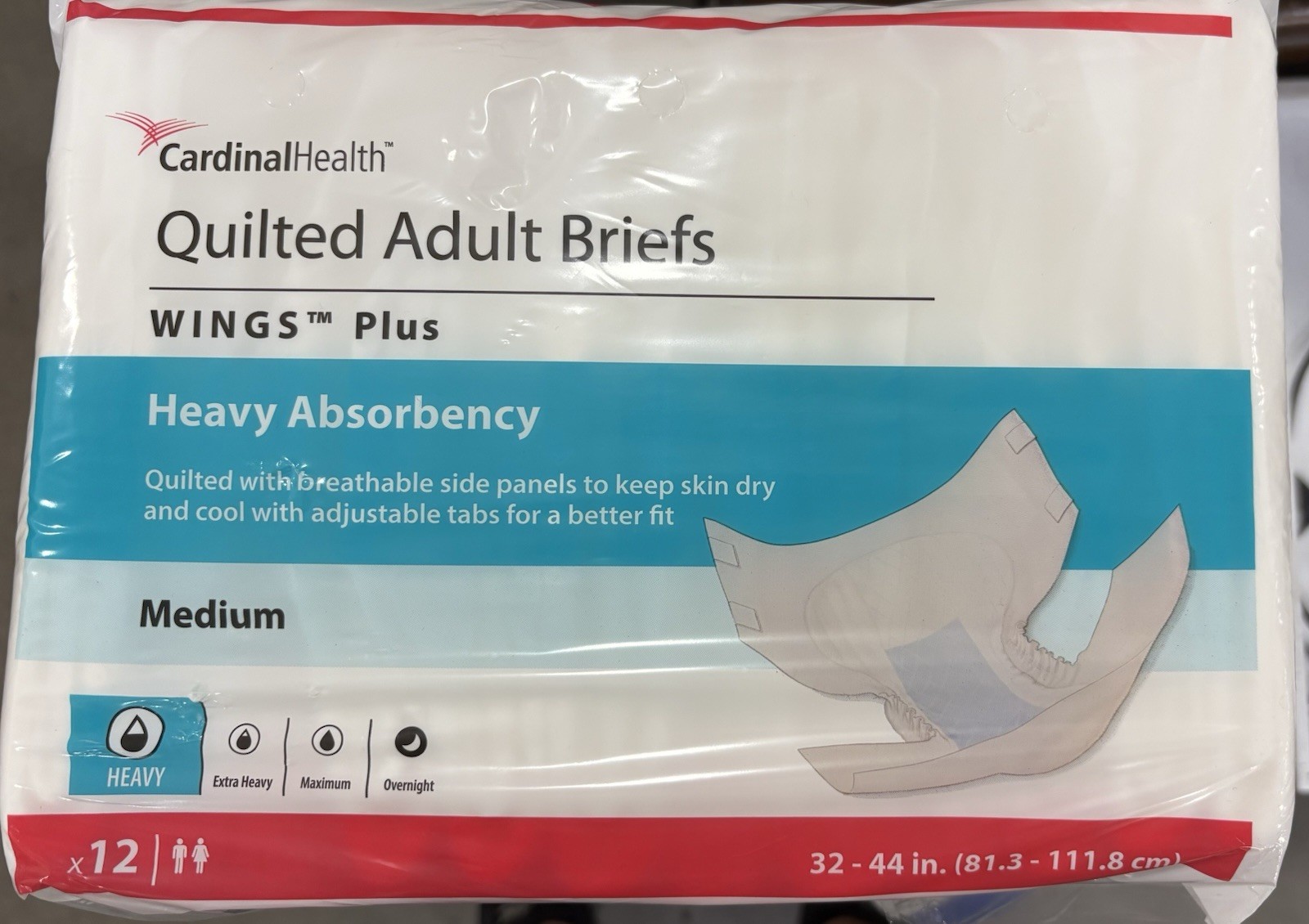 Cardinal Health~Lot Of 2~Medium Quilted Adult Diapers Disposable Briefs 12ct