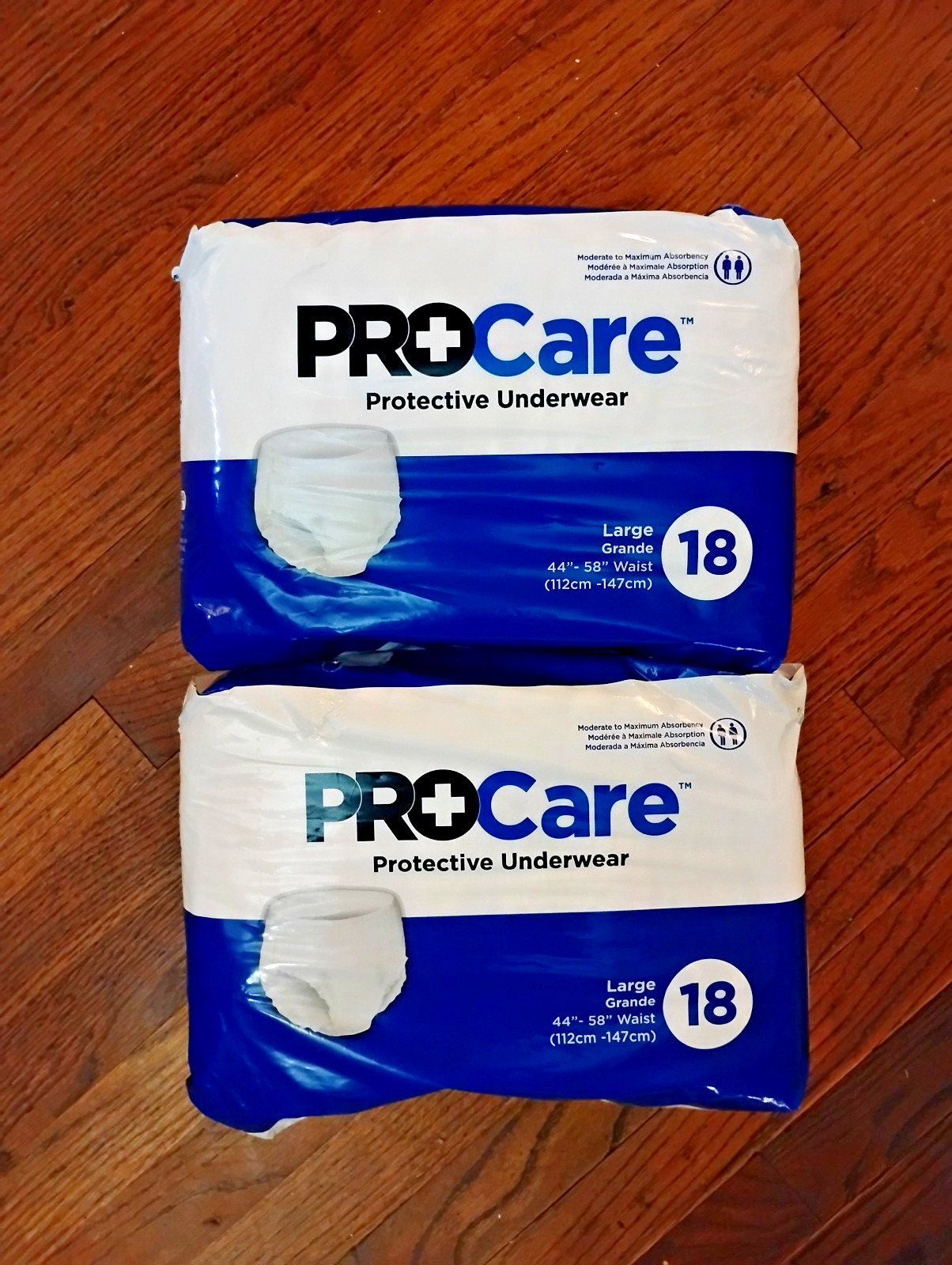 72 Procare Protective Underwear Large 44”-58” Waist (112cm-147cm) – 2 Pack of 36