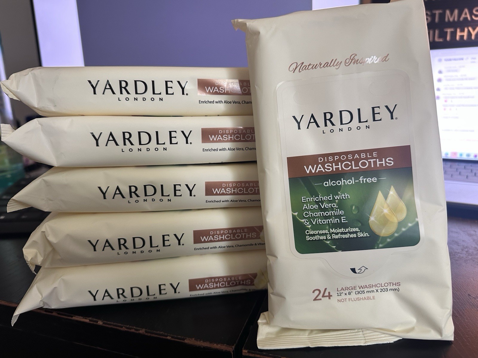 6 Pack Yardley London Large Body Wipes Disposable Wash Cloths 12″x8″ 18Ct Each