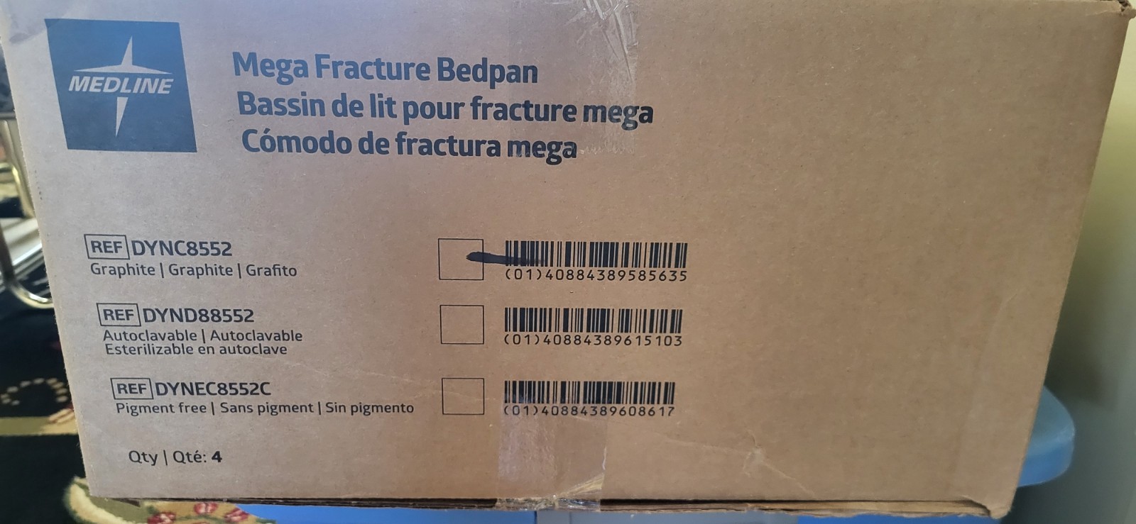 “MEDLINE” MEGA FRACTURE, GRAPHITE BARIATRIC GRAY BEDPANS DYNC8552 NEW IN BOX