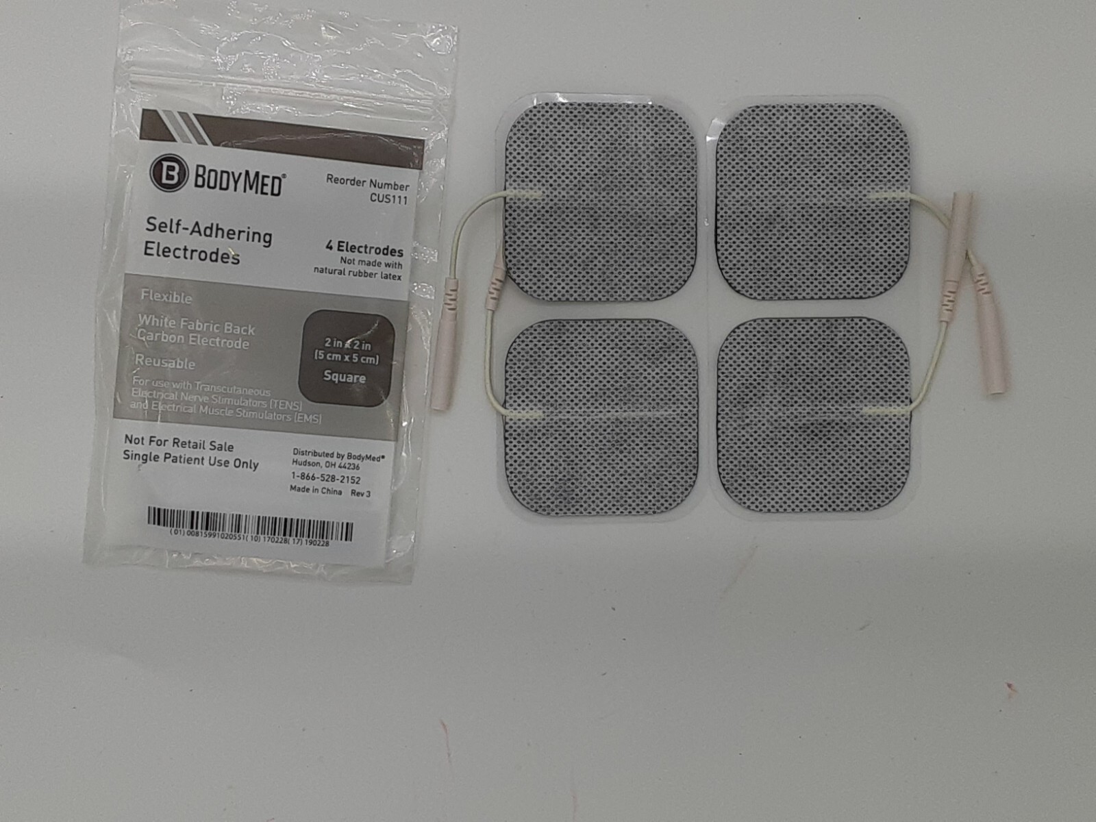 SELF-ADHERING ELECTRODES 2”x2” REUSABLE FOR TENS UNIT 5 pack