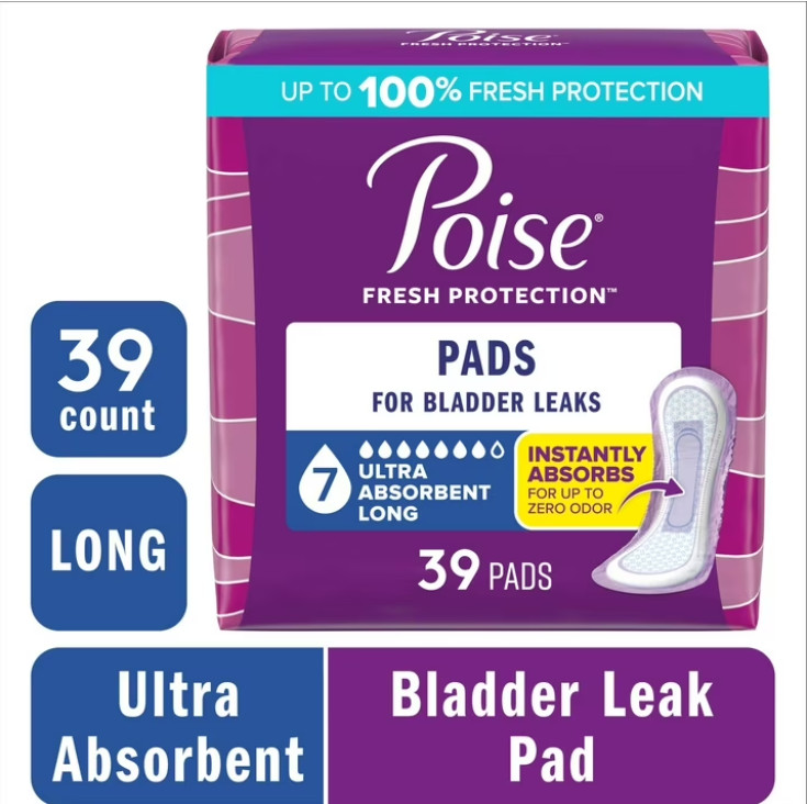 2 Box Poise Incontinence&Postpartum Pads for Bladder Leaks,Long Length,39Ct Box