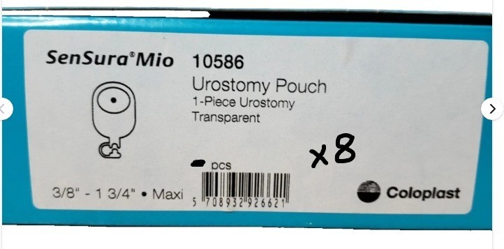 8 Coloplast SenSura Mio 10586 Urostomy Pouches 3/8-1 3/4″ Stoma Exp 11/2027