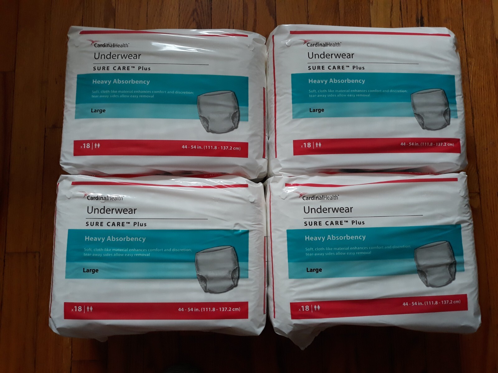 72 Cardinal Health Underwear SURE CARE Plus 4×18 Large Heavy Absorbency