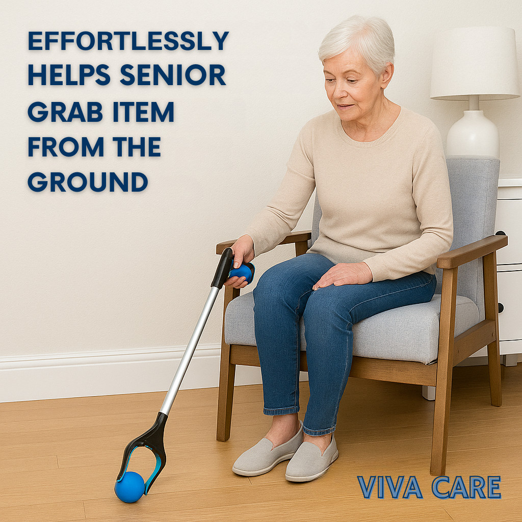 Foldable Grabber Reacher for Adult– Rotatable Head, Non-Slip Grip, 32″ Long Blue