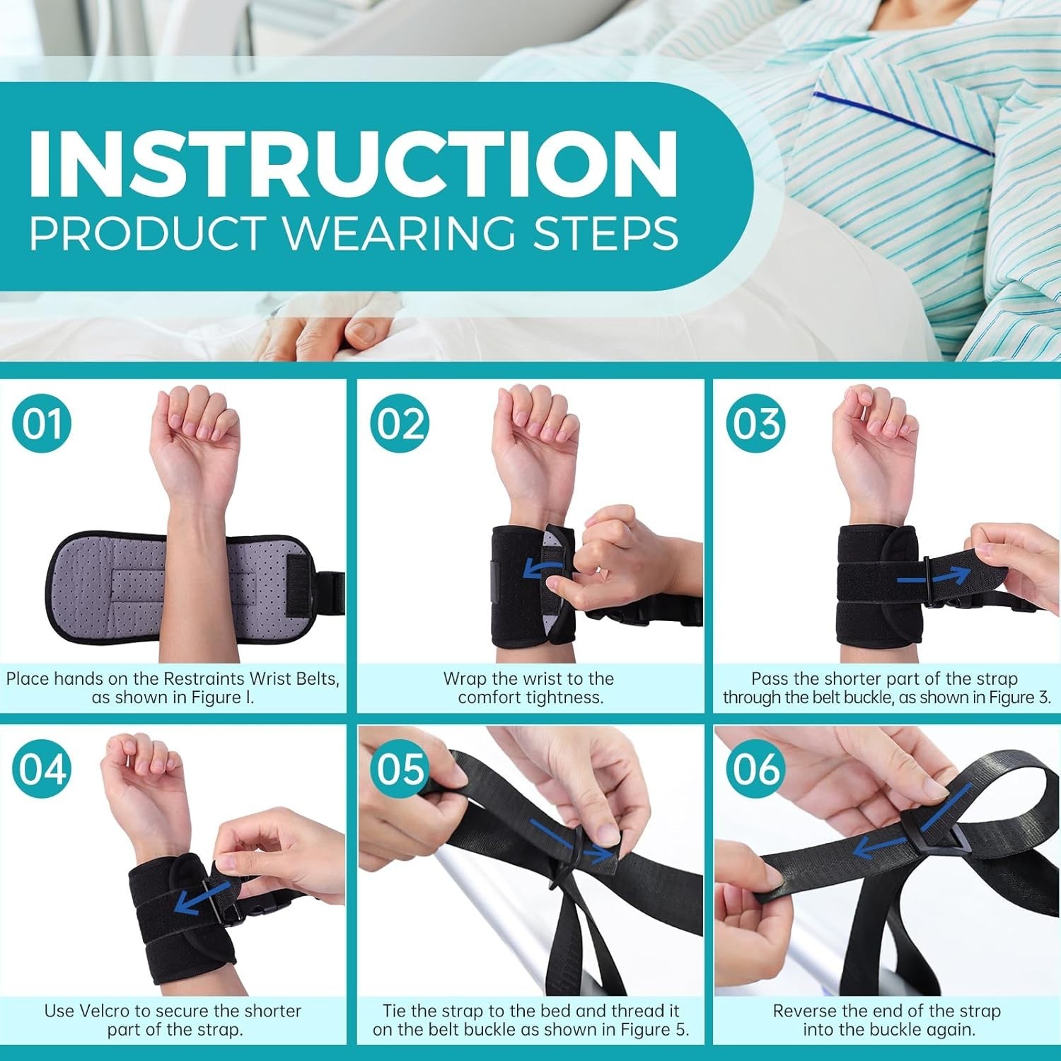 Multifunctional Patient Restraints – Easy Attachment for Enhanced Safety, 2PCS