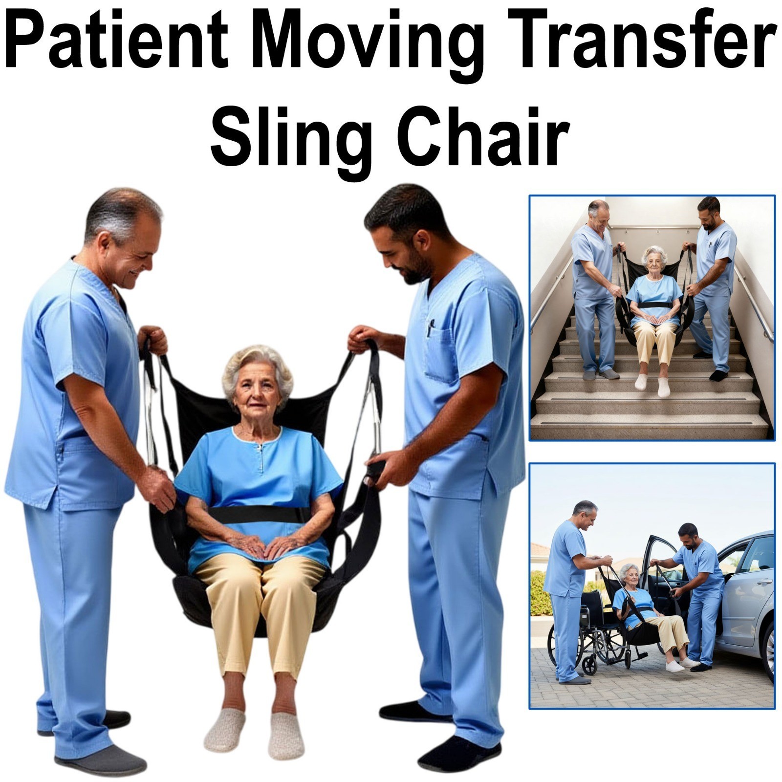 Patient Elderly Mobility Lift Transfer Chair Sling Moving Stair Car Wheelchair