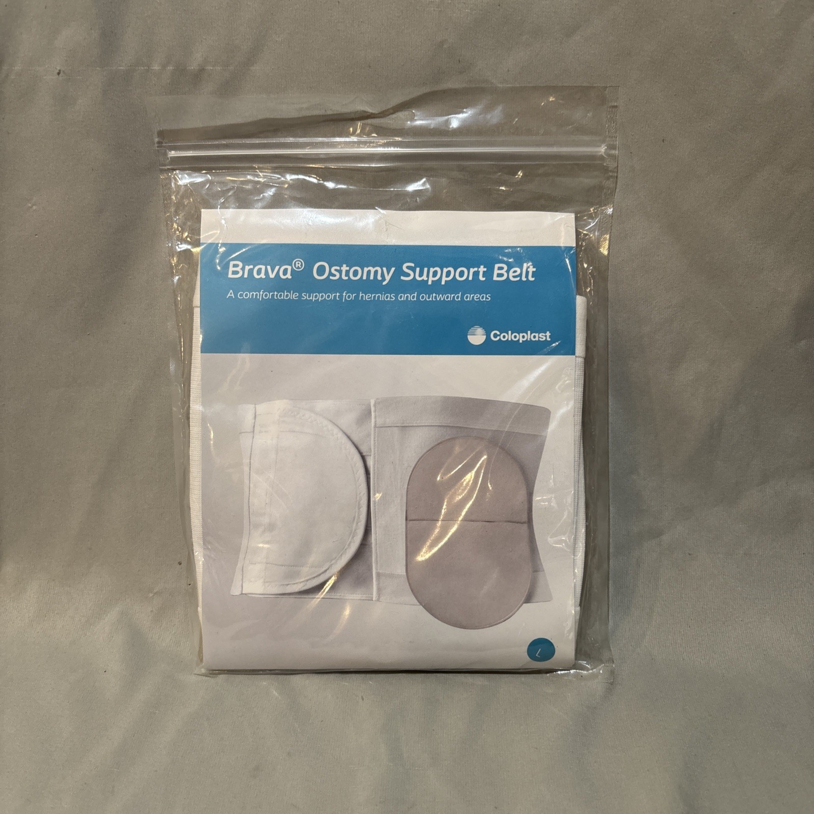Coloplast Brava Ostomy Belt White Ostomy Support Belt Large Size 34-39 Brava