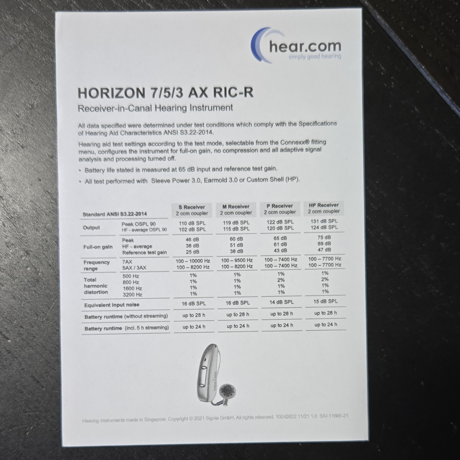 Horizon AX RIC-R Beige Rechargeable RIC Hearing Aids Pair + Case/Guide