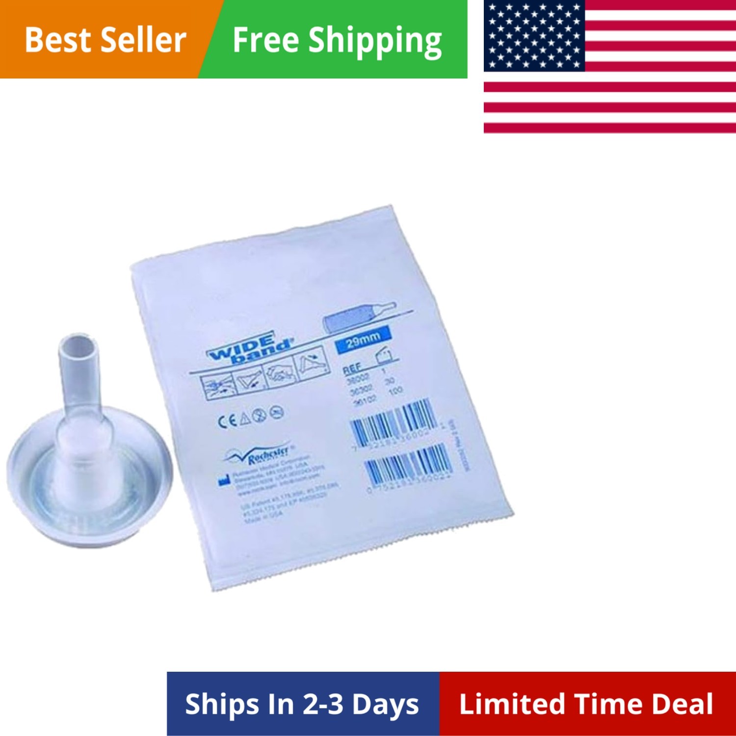 30 Pack Rochester 32mm Condom Catheters Extra Adhesive