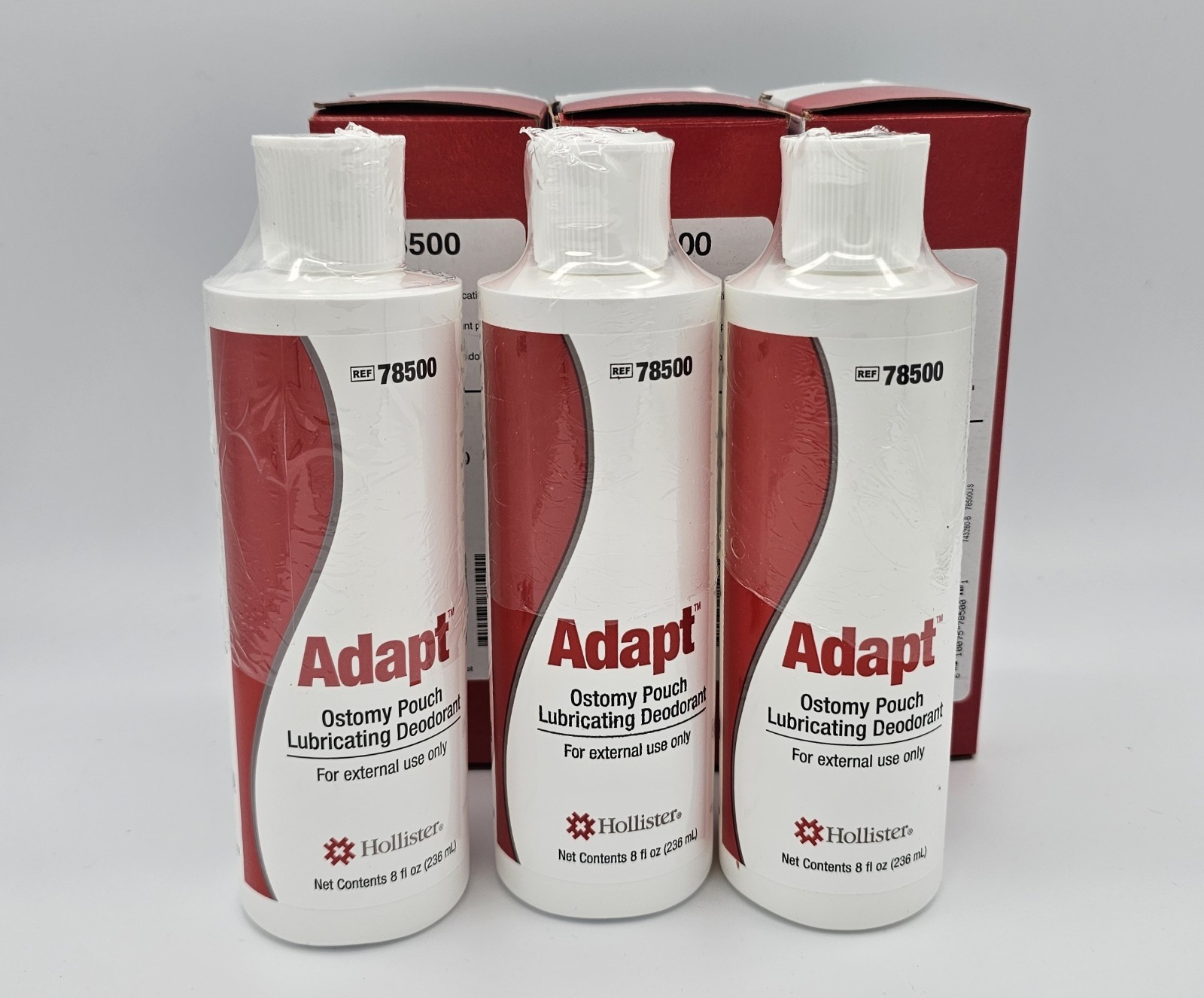 3 units Hollister 78500 Adapt Ostomy Pouch Lubricating Deodorant 8oz each