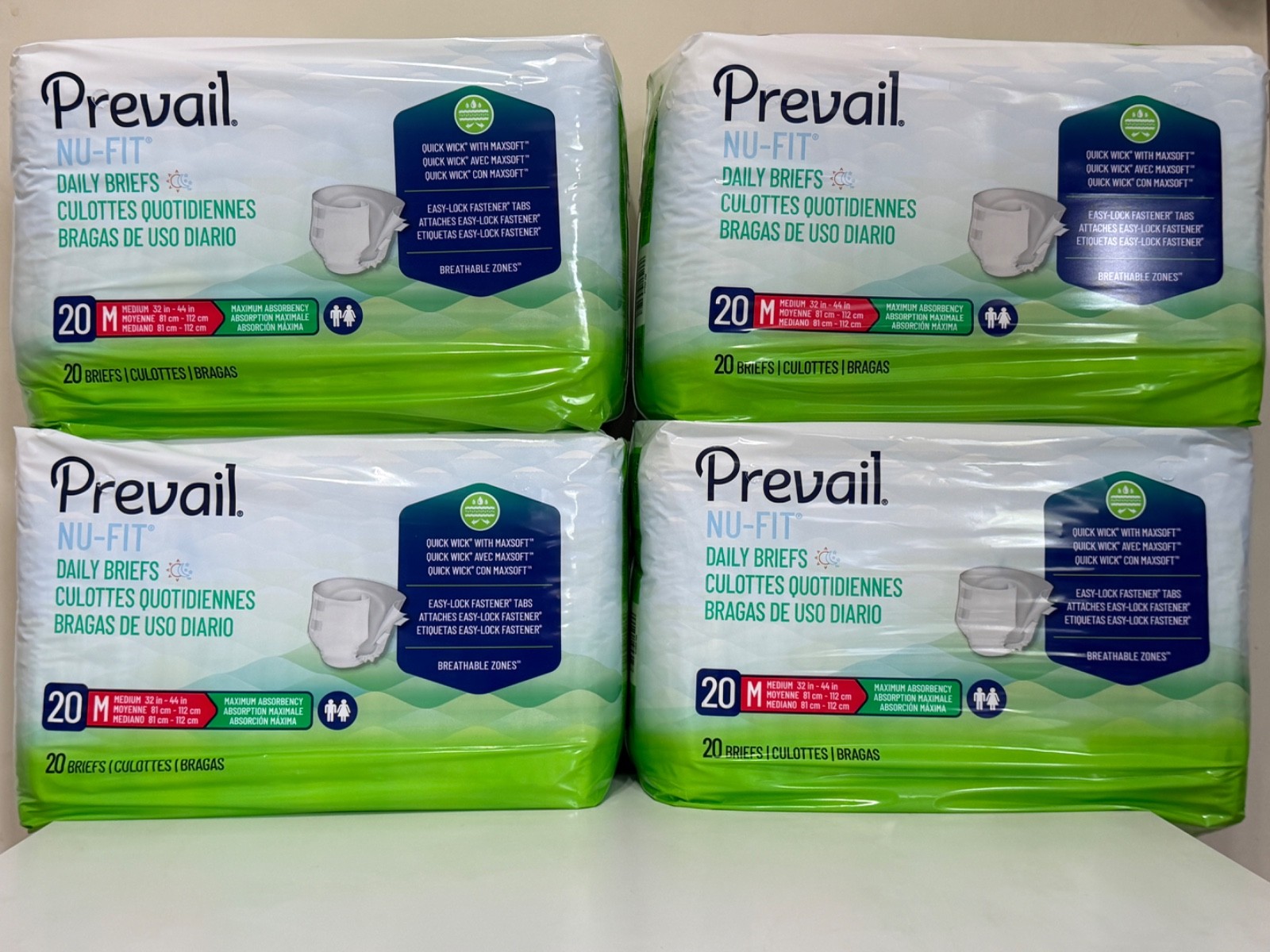 PREVAIL NU-FIT DAILY UNDERWEAR ADULT DIAPERS, Size M (32 in-44 in), 80 Counts