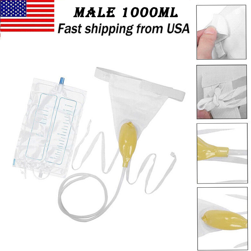 USA- 1000ml Portable Urine Leg Bag Collector Catheter Male Wearable Mens pee bag