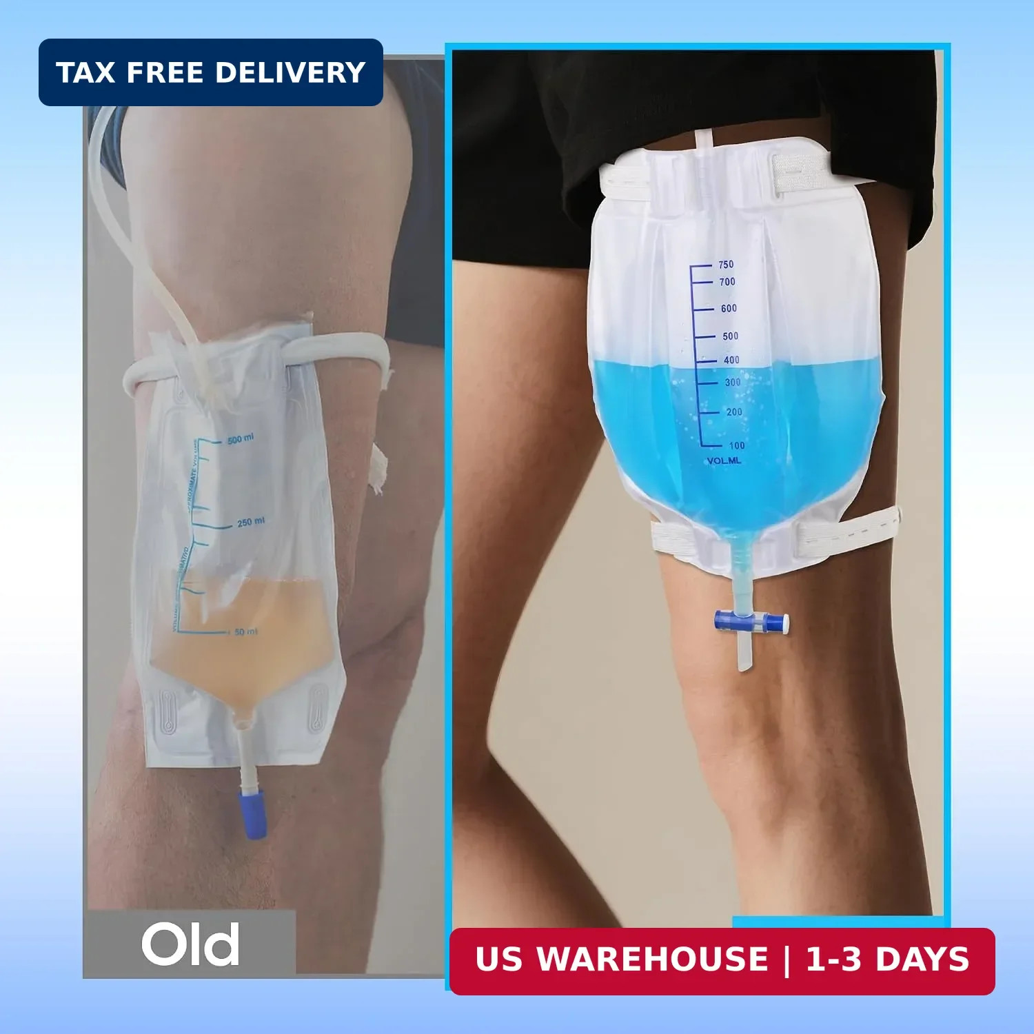 750 mL Catheter Leg Bag for Men and Women 3 Pack Urinary Drainage Bag with Anti-