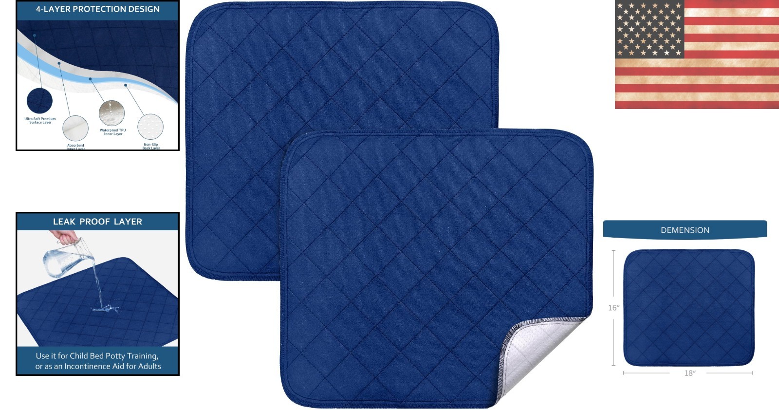 Comfortable 18″ x 16″ Incontinence Seat Protectors – Reusable & Machine Washable