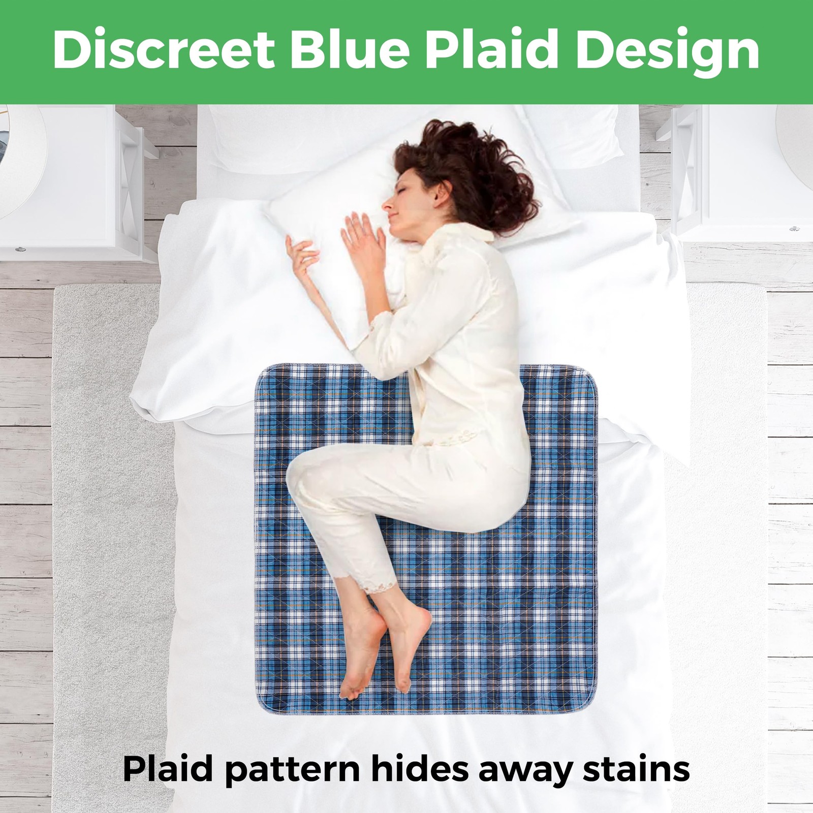 Bed Pads Washable Waterproof, Incontinence 2 Pack – 36″X34″, Blue Plaid