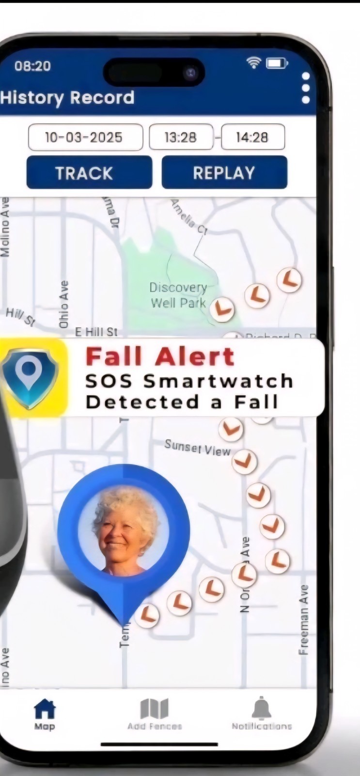 Silvertree Reach Smartband Medical Alert Bracelet GPS Tracker Fall Detection SOS