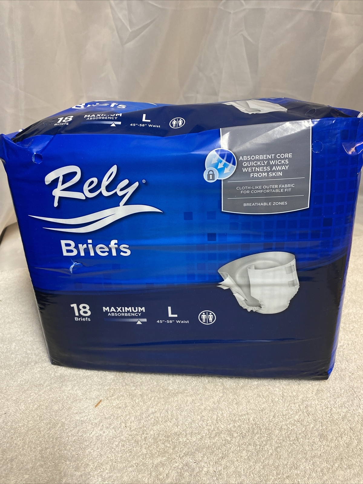 Rely Briefs – Adult Disposable Diapers – Large 18 Count Maximum Absorbency NEW!