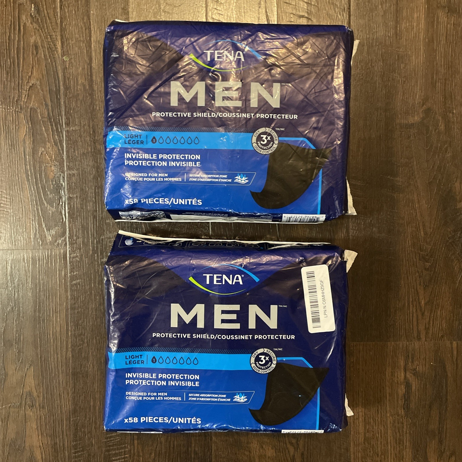 Lot of 2 Packs Tena Men Light Incontinence Protective Shield for Men 58 Ct-READ
